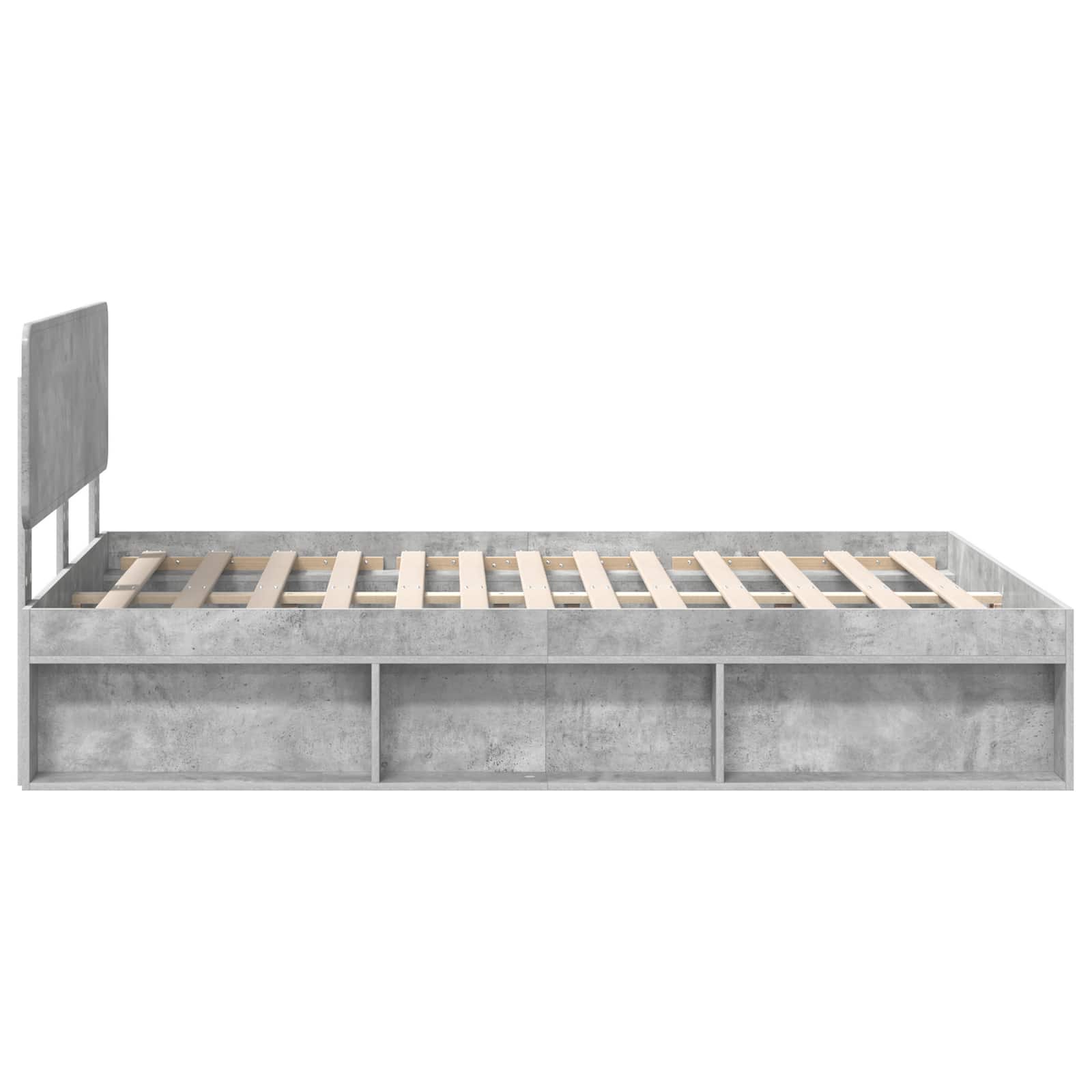 Cadre de lit avec tête de lit Béton 160 x 200 cm Pin massif - XIOS