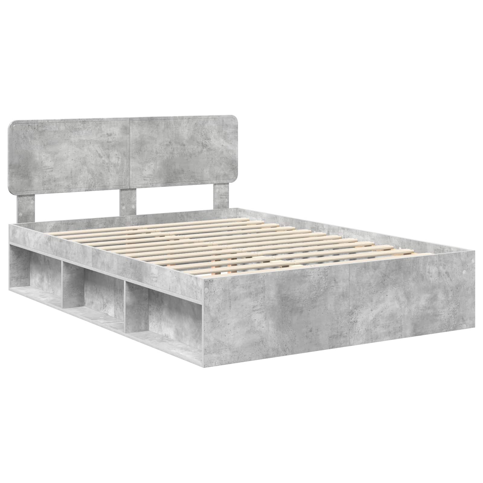 Cadre de lit Gris Béton 150 x 200 cm Pin massif - XIOS