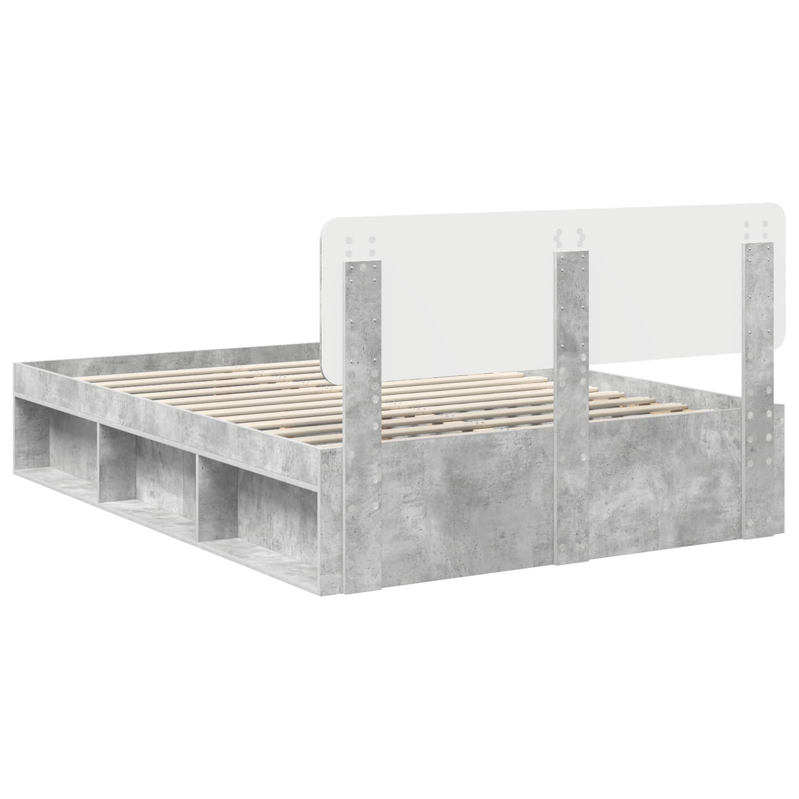 Cadre de lit Gris Béton 150 x 200 cm Pin massif - XIOS