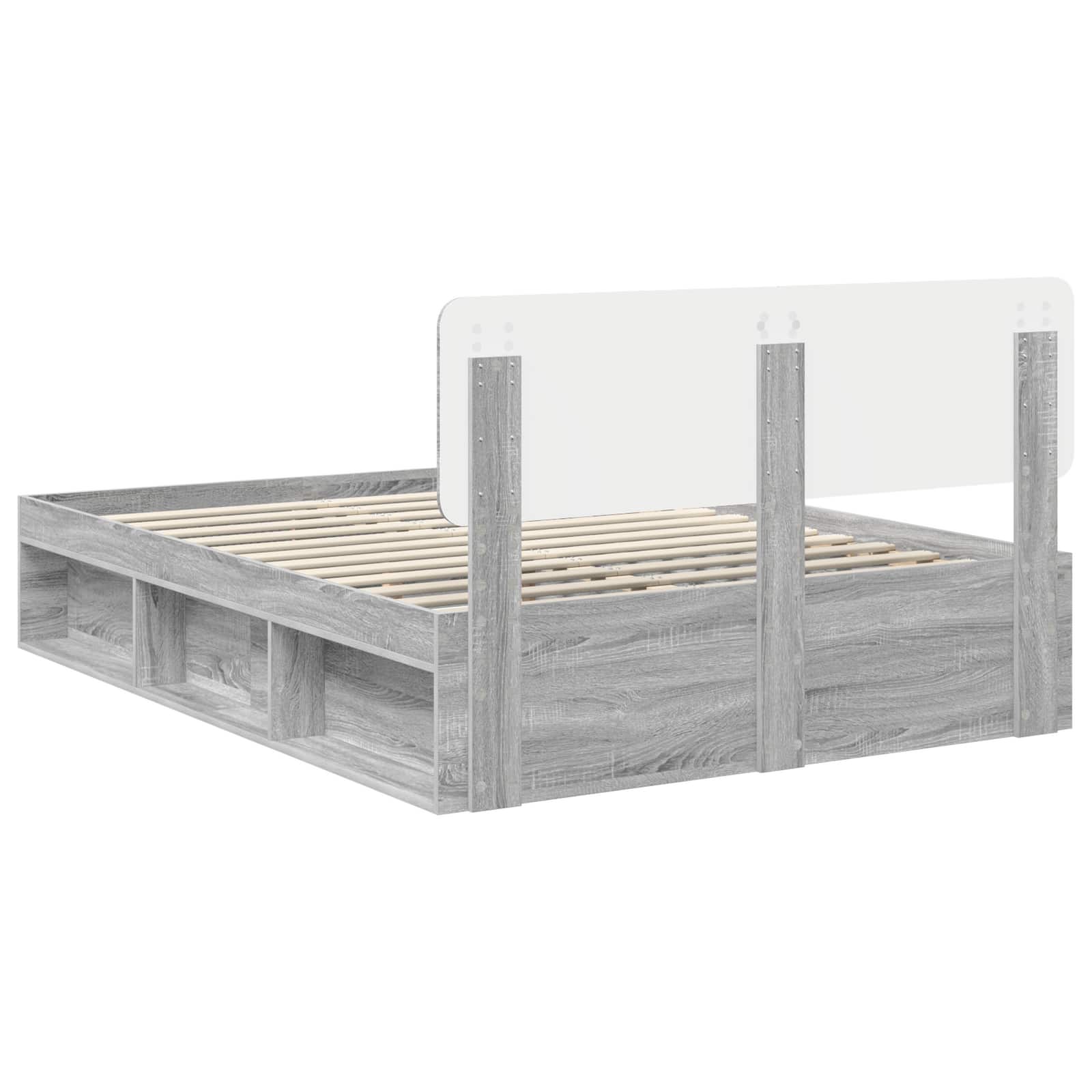 Cadre de lit Gris Sonoma 150 x 200 cm Pin massif - XIOS