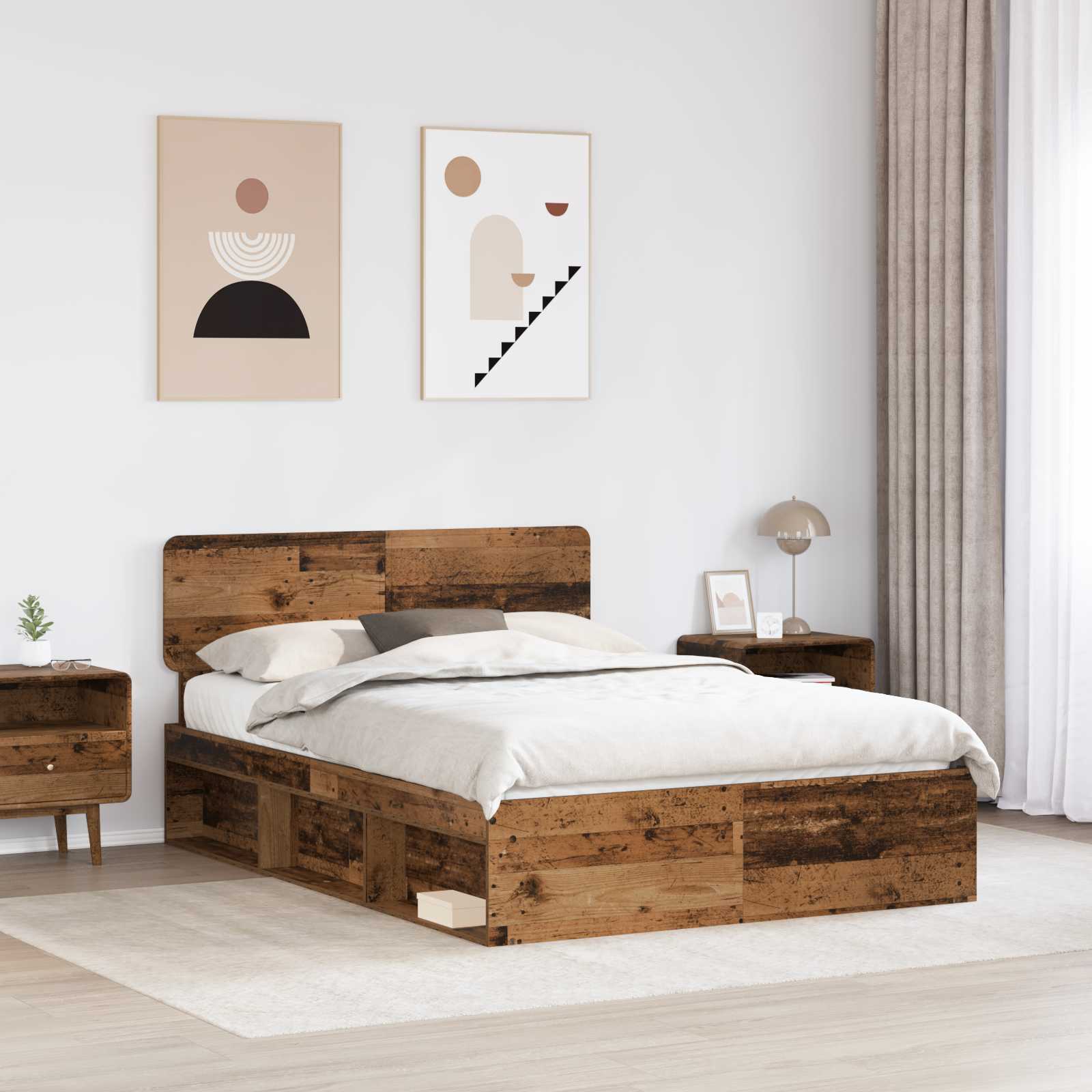 Cadre de lit Bois ancien 140 x 190 cm Pin massif - XIOS