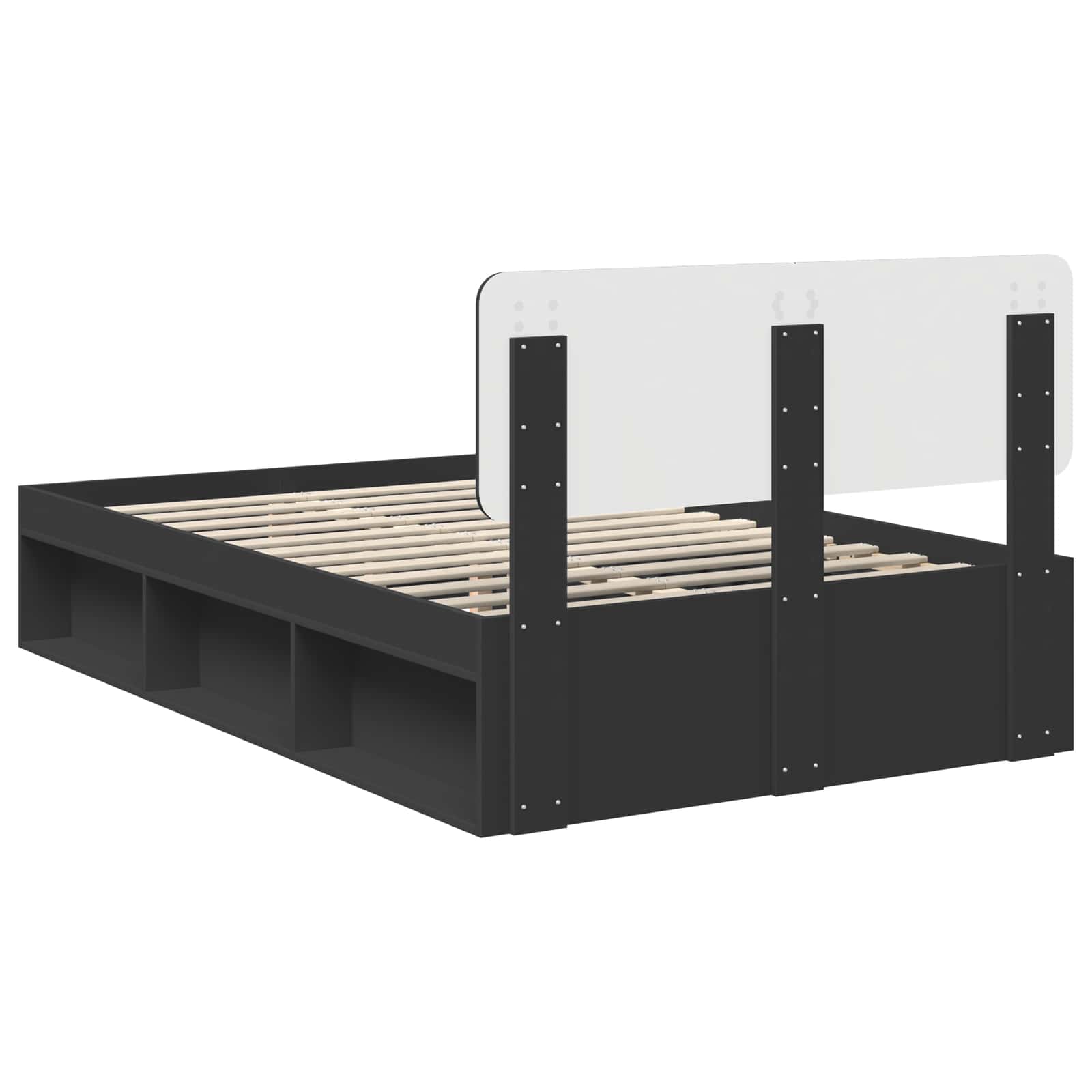 Cadre de lit avec tête de lit Noir 135 x 190 cm Pin massif - XIOS