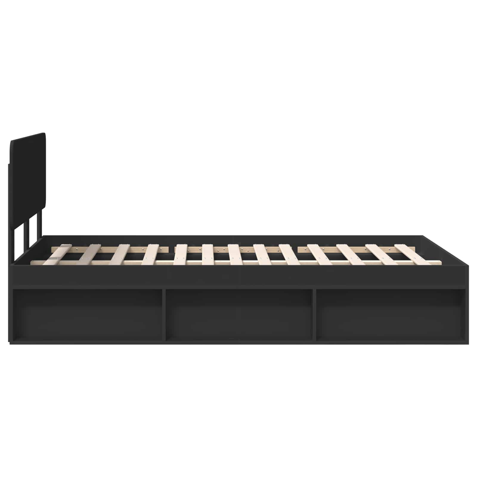 Cadre de lit avec tête de lit Noir 135 x 190 cm Pin massif - XIOS