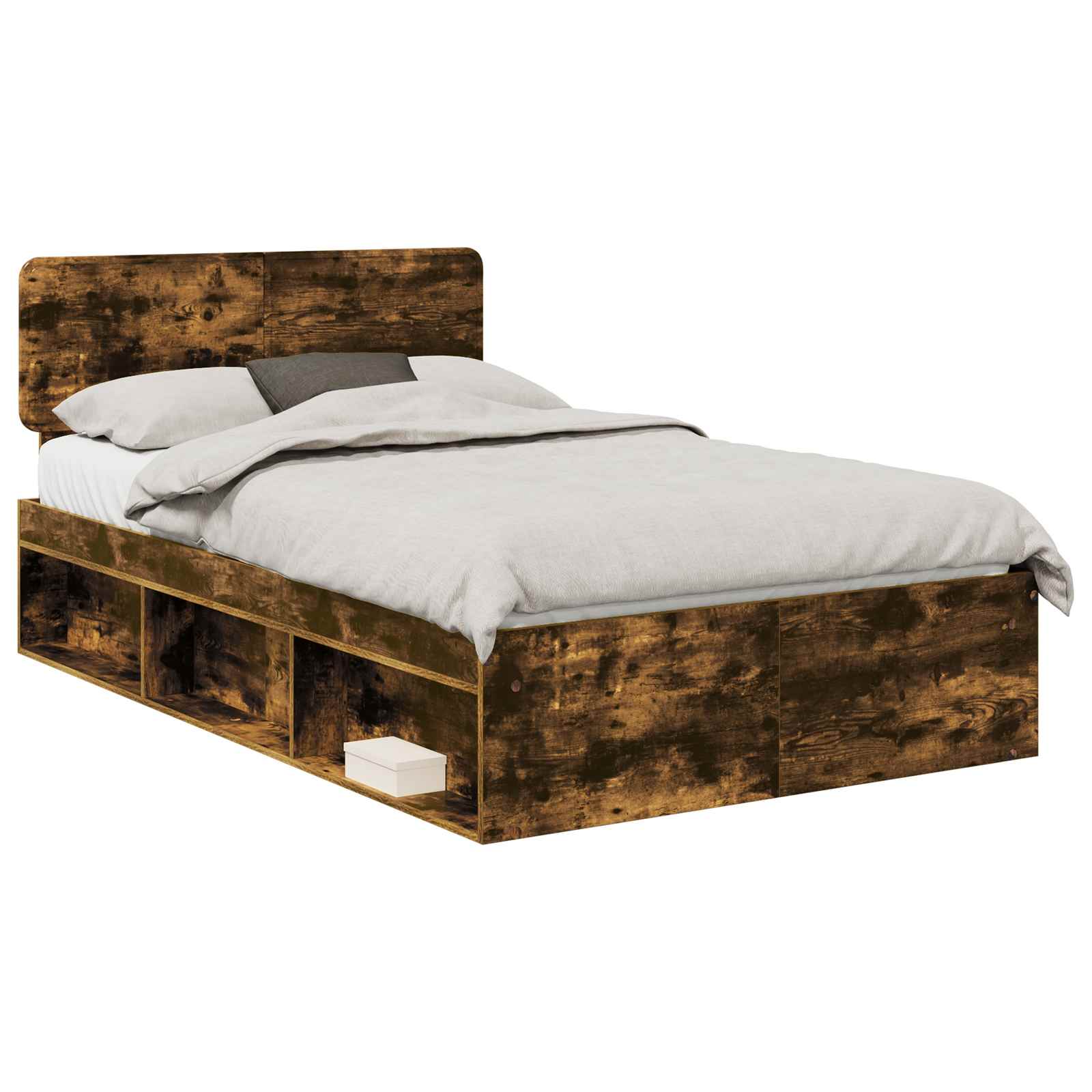Cadre de lit Chêne fumé 135 x 190 cm Pin massif - XIOS
