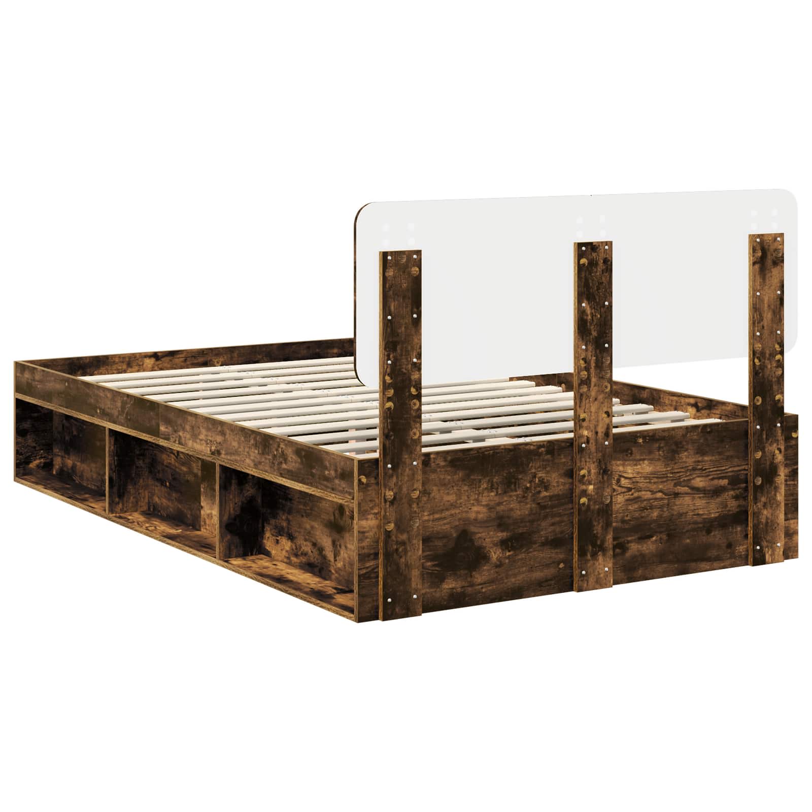 Cadre de lit Chêne fumé 135 x 190 cm Pin massif - XIOS