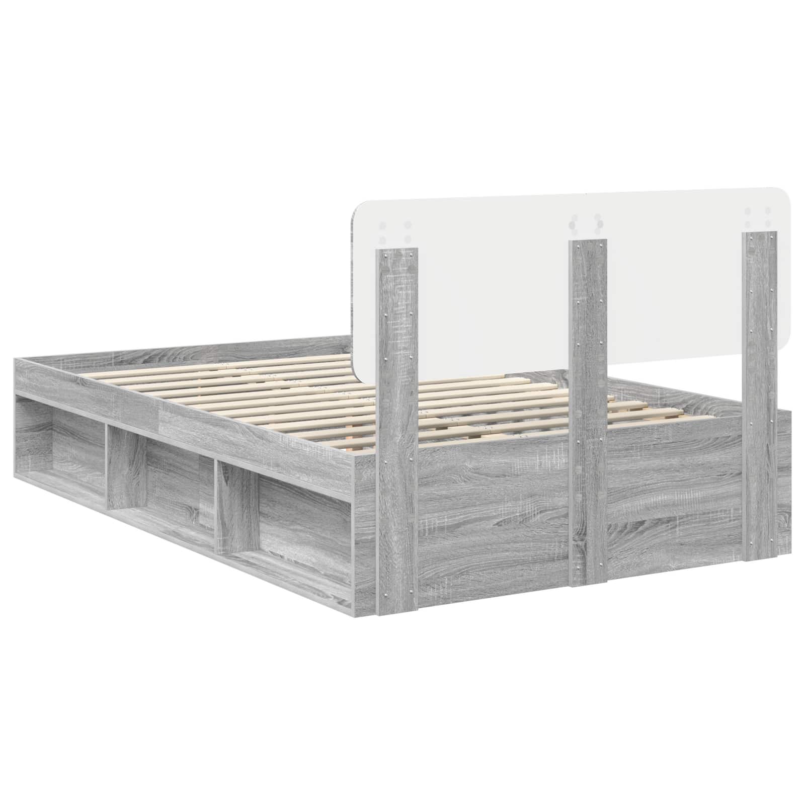 Cadre de lit Gris Sonoma 135 x 190 cm Pin massif - XIOS