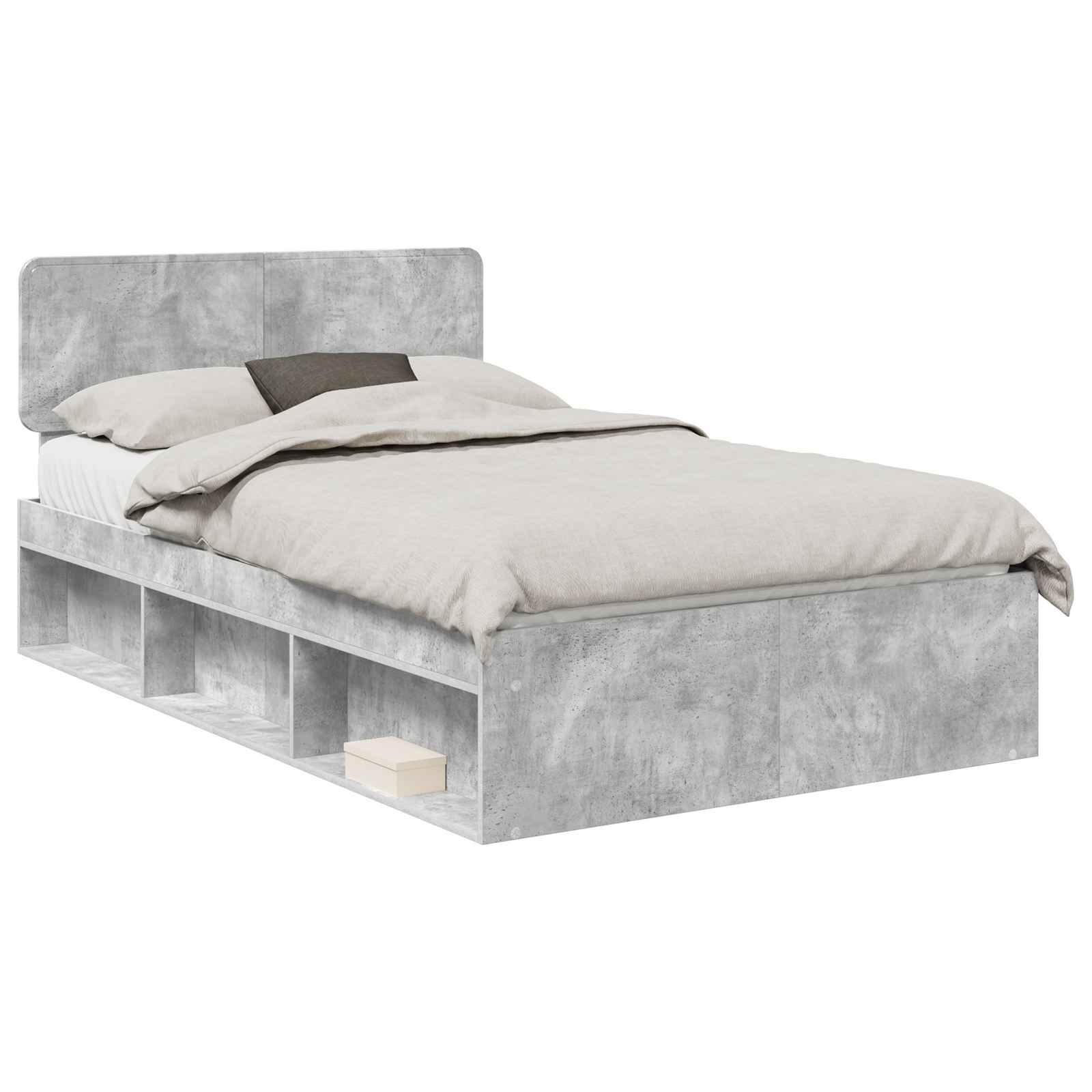 Cadre de lit avec tête de lit Béton 120 x 200 cm Pin massif - XIOS