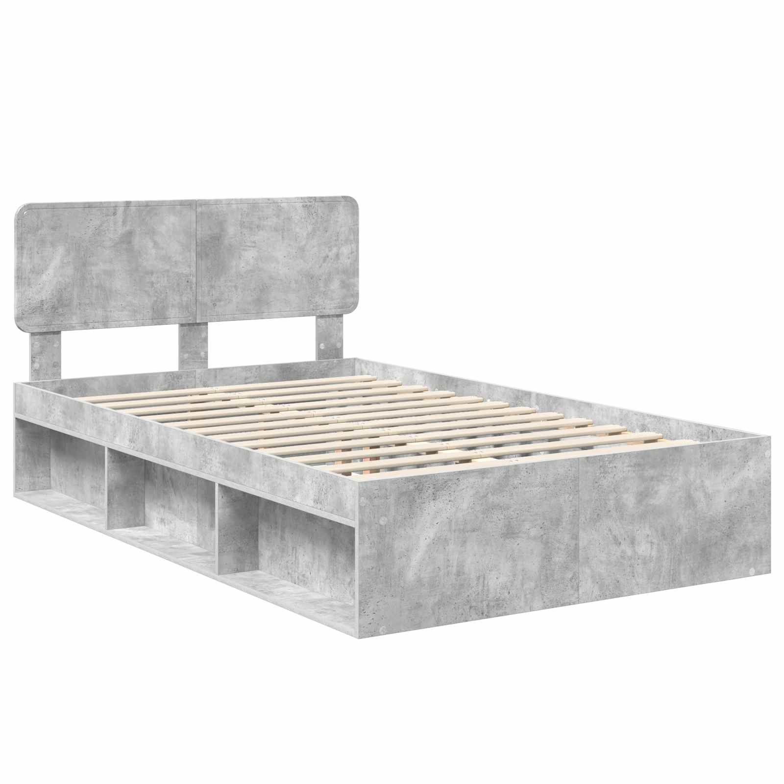 Cadre de lit avec tête de lit Béton 120 x 200 cm Pin massif - XIOS