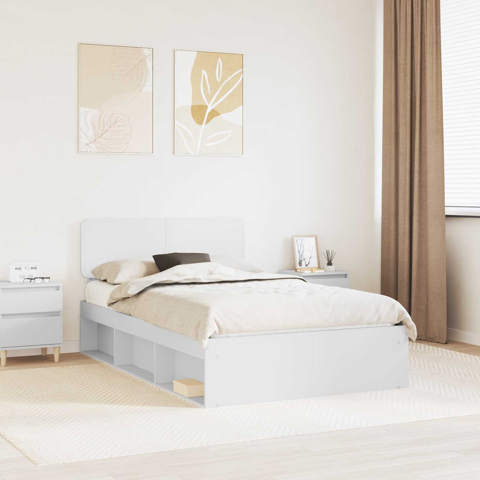 Cadre de lit avec tête de lit Blanc 120 x 190 cm Pin massif - XIOS
