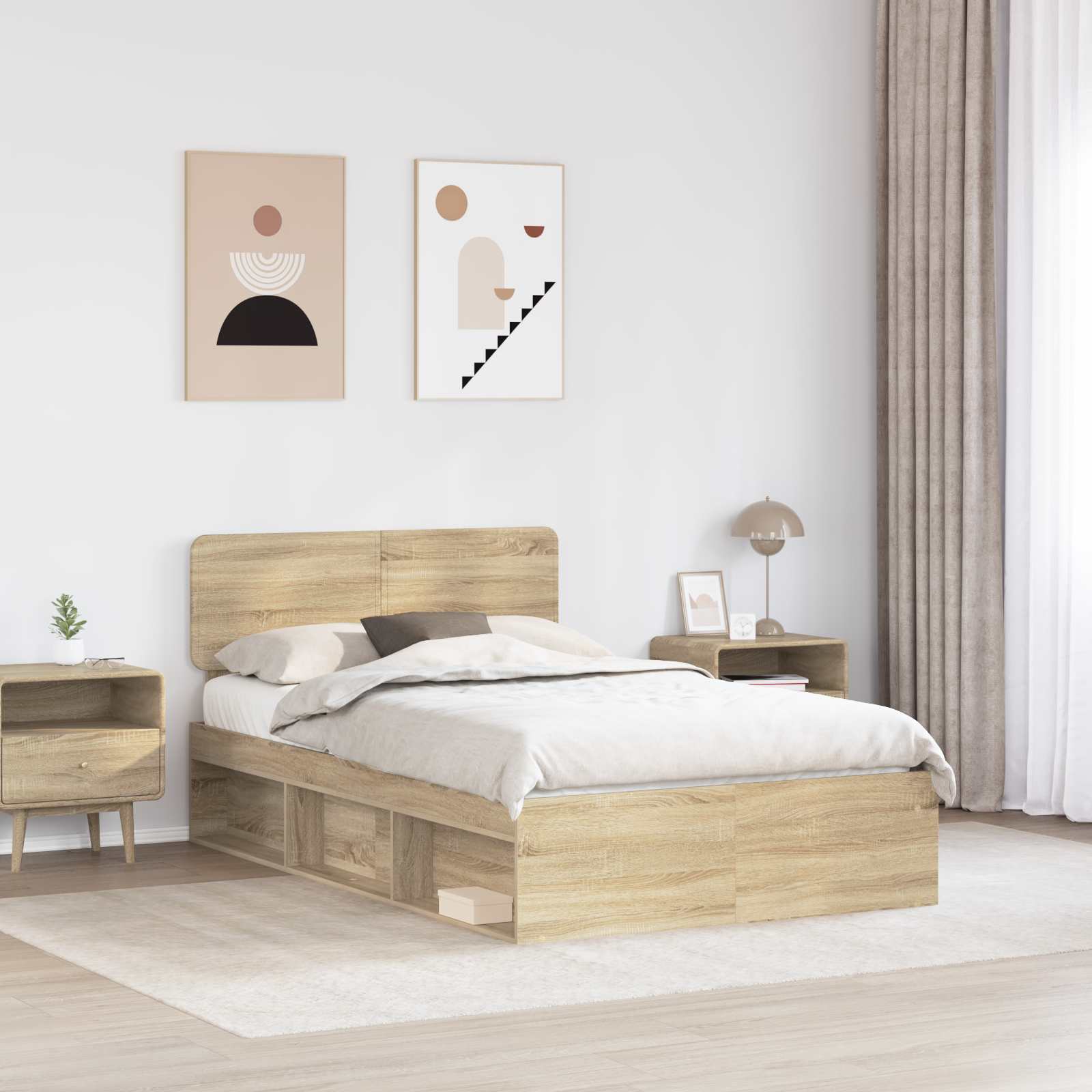 Cadre de lit avec tête de lit Sonoma 120 x 190 cm Pin massif - XIOS