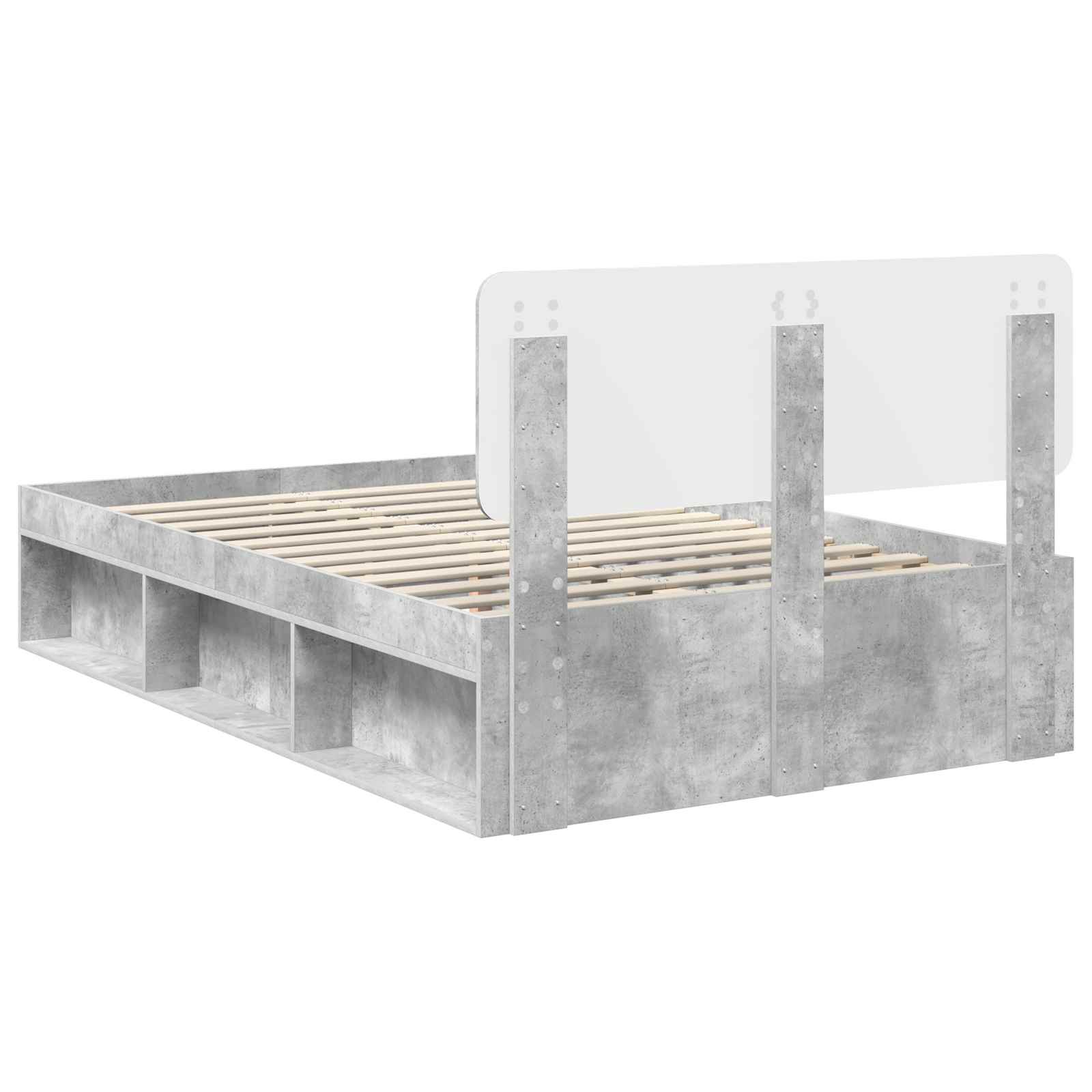 Cadre de lit avec tête de lit Béton 120 x 190 cm Pin massif - XIOS