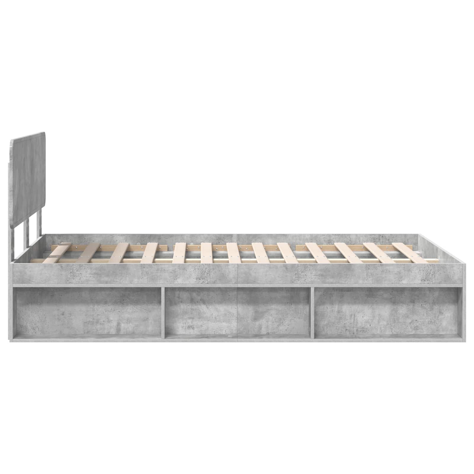 Cadre de lit avec tête de lit Béton 120 x 190 cm Pin massif - XIOS
