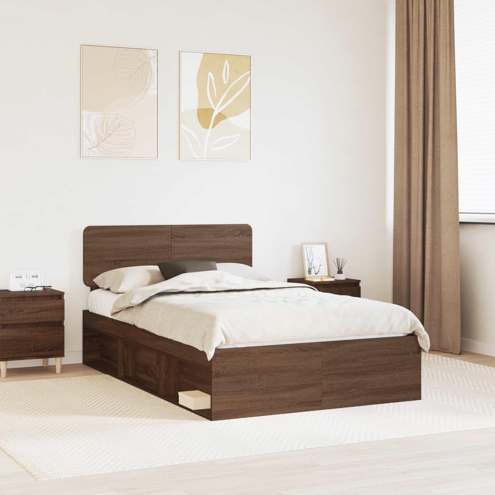 Cadre de lit Chêne brun 120 x 190 cm Pin massif - XIOS
