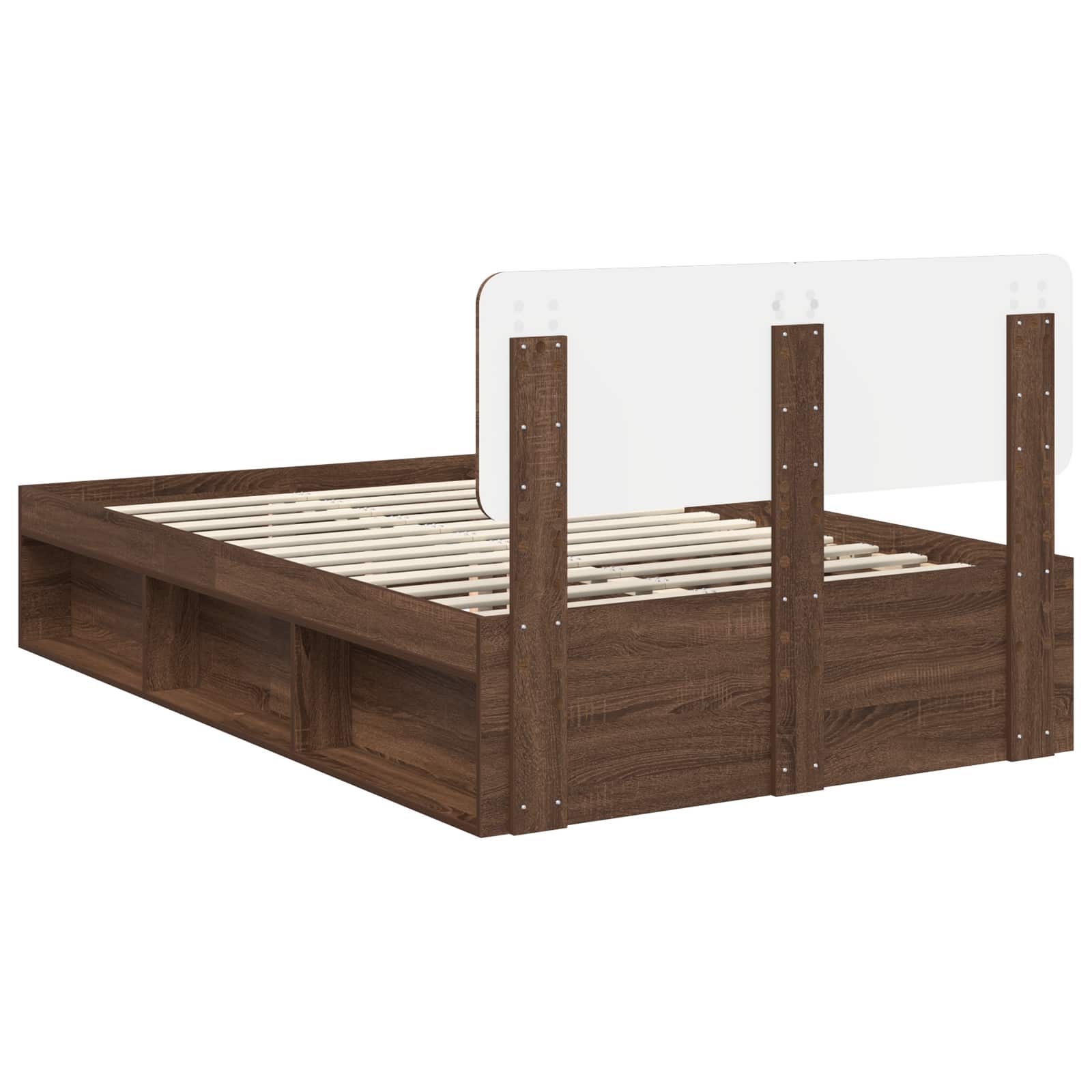 Cadre de lit Chêne brun 120 x 190 cm Pin massif - XIOS