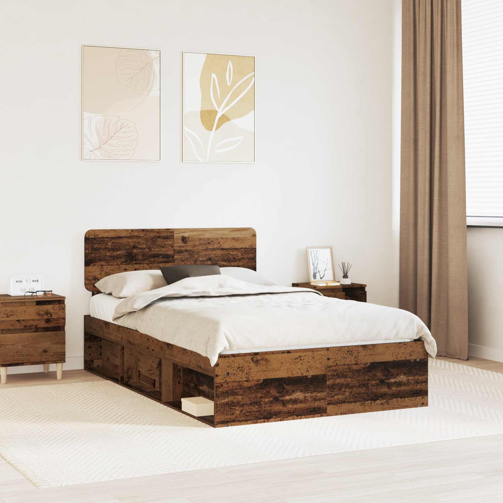 Cadre de lit Bois ancien 120 x 190 cm Pin massif - XIOS