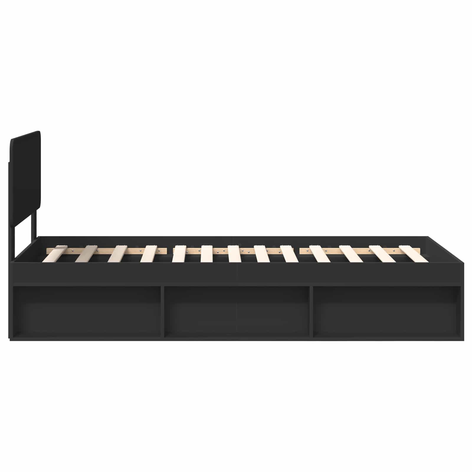 Cadre de lit avec tête de lit Noir 100 x 200 cm Pin massif - XIOS