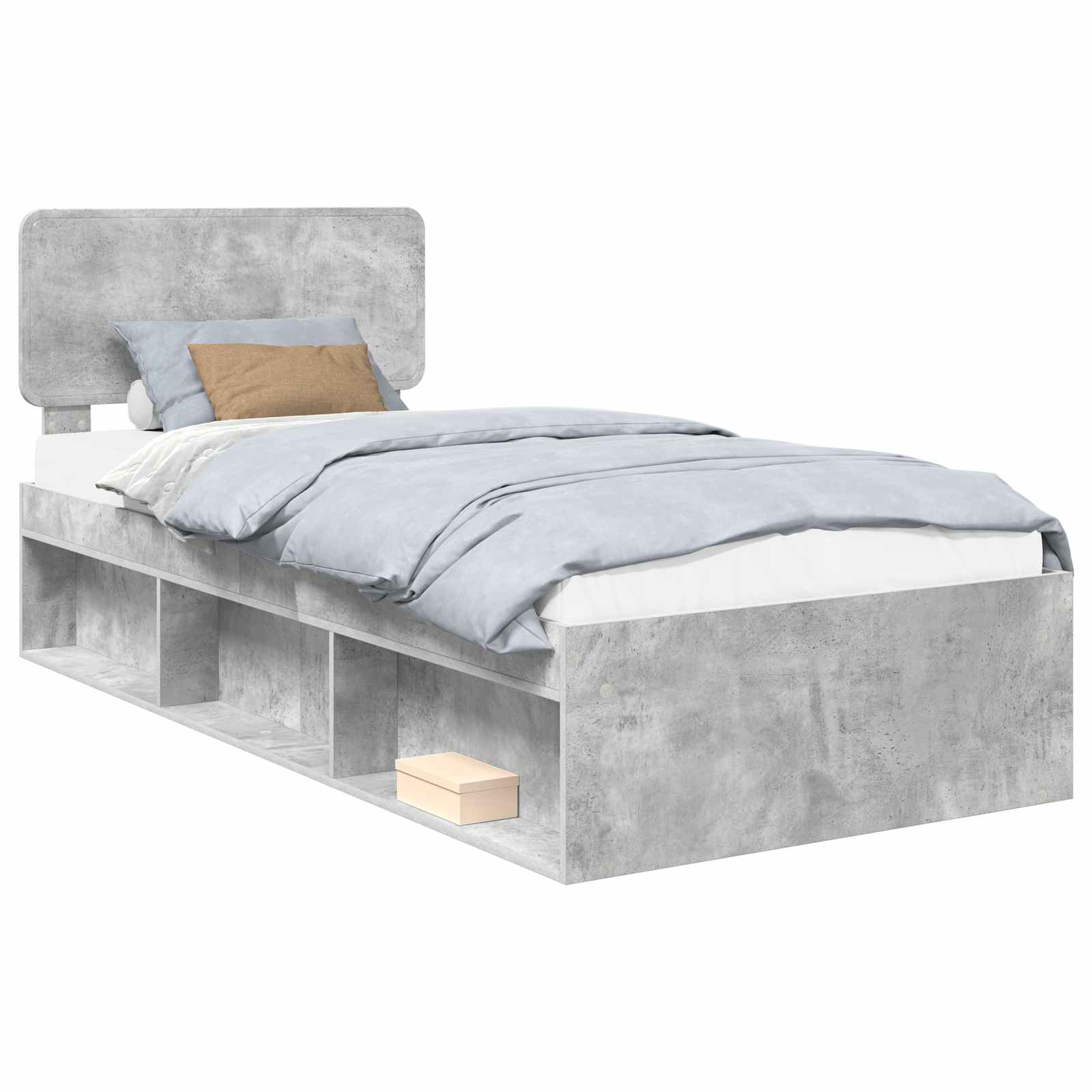 Cadre de lit Gris Béton 100 x 200 cm Pin massif - XIOS