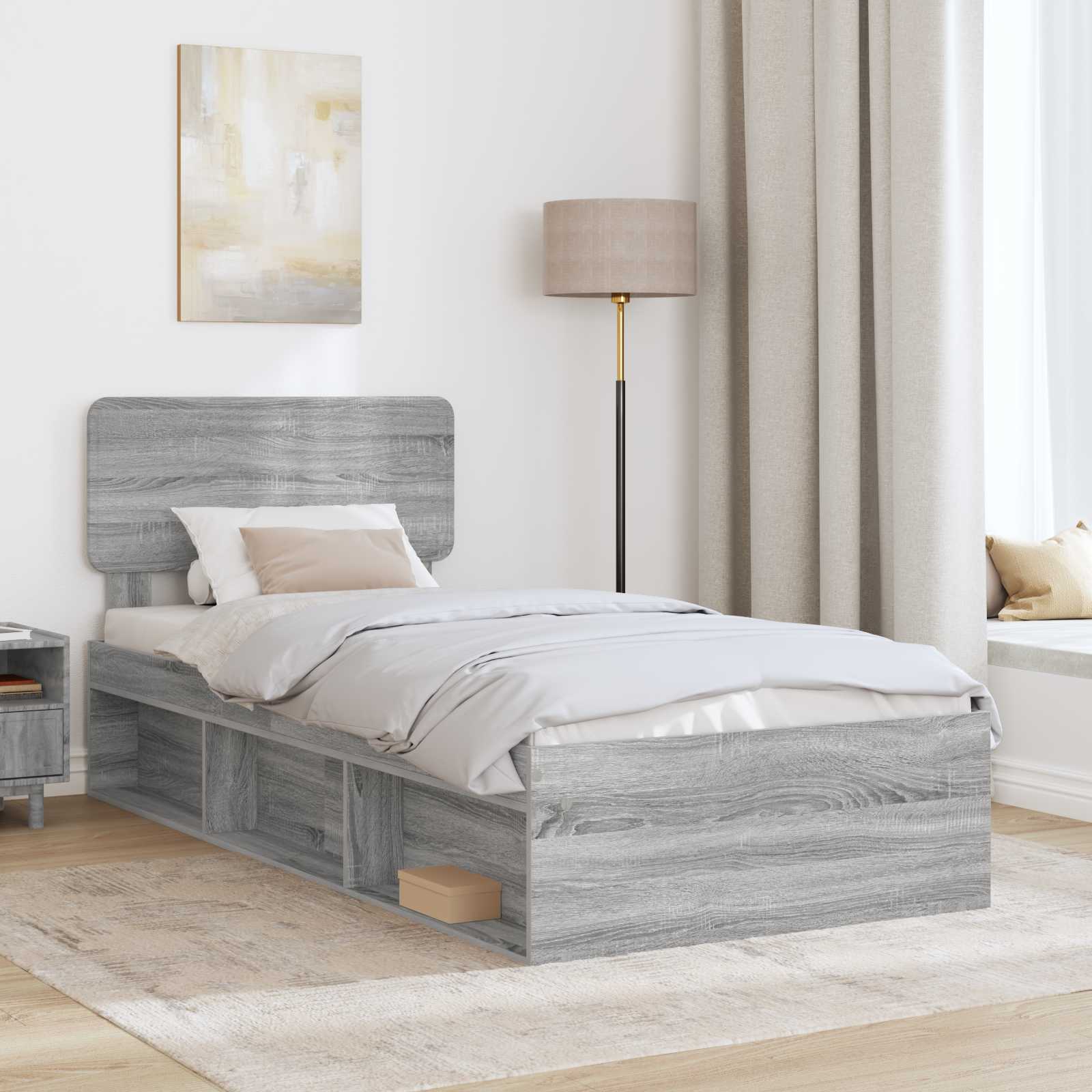 Cadre de lit Gris Sonoma 100 x 200 cm Pin massif