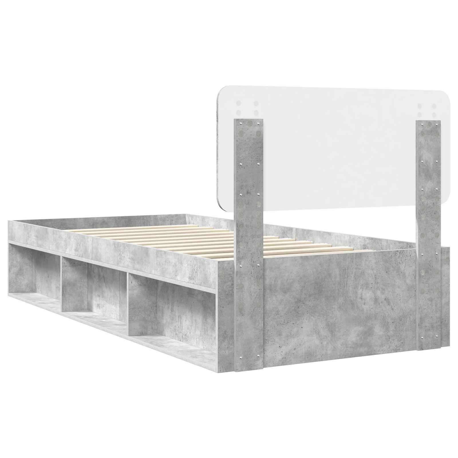 Cadre de lit avec tête de lit Béton 90 x 200 cm Pin massif - XIOS