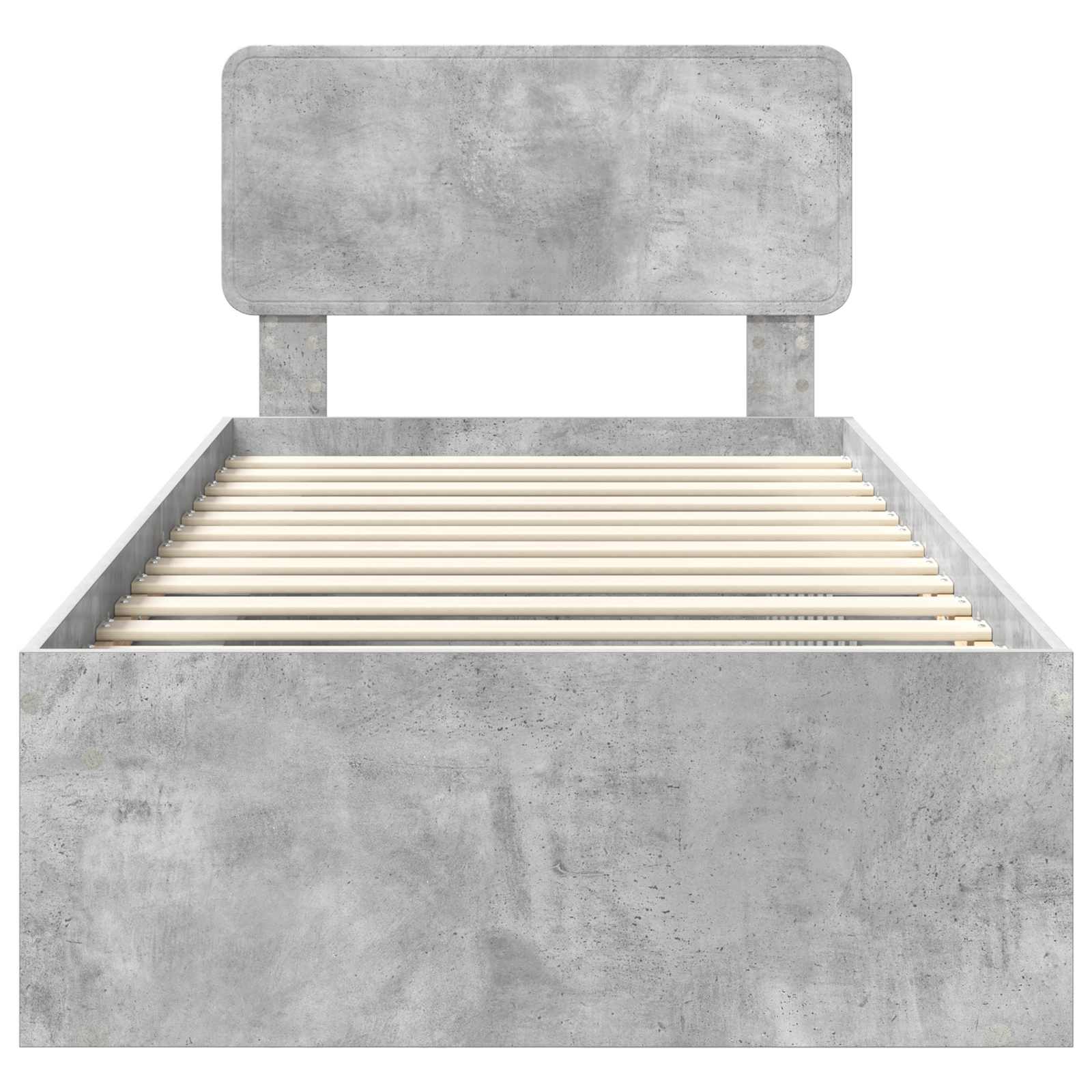Cadre de lit avec tête de lit Béton 90 x 200 cm Pin massif - XIOS