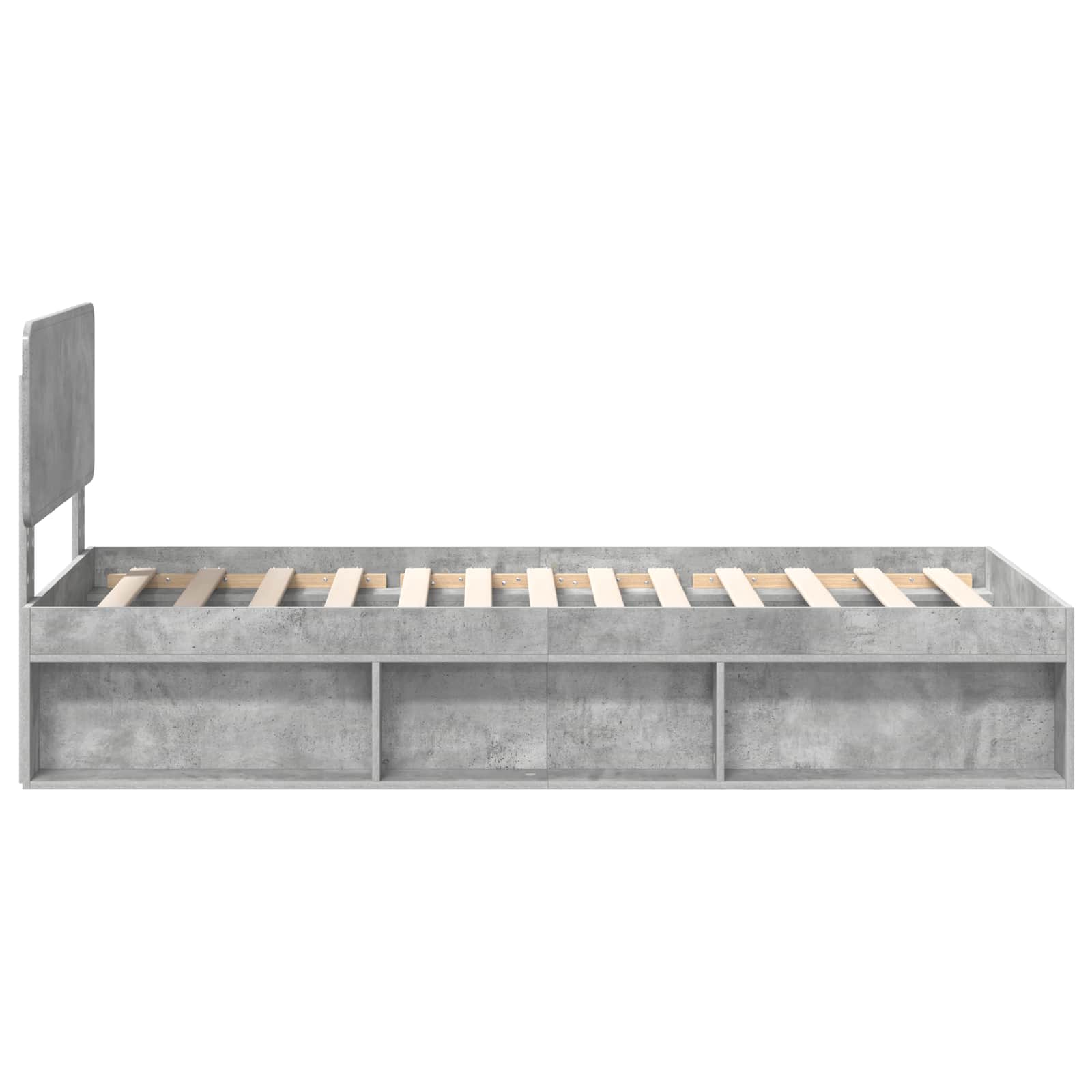 Cadre de lit avec tête de lit Béton 90 x 200 cm Pin massif - XIOS