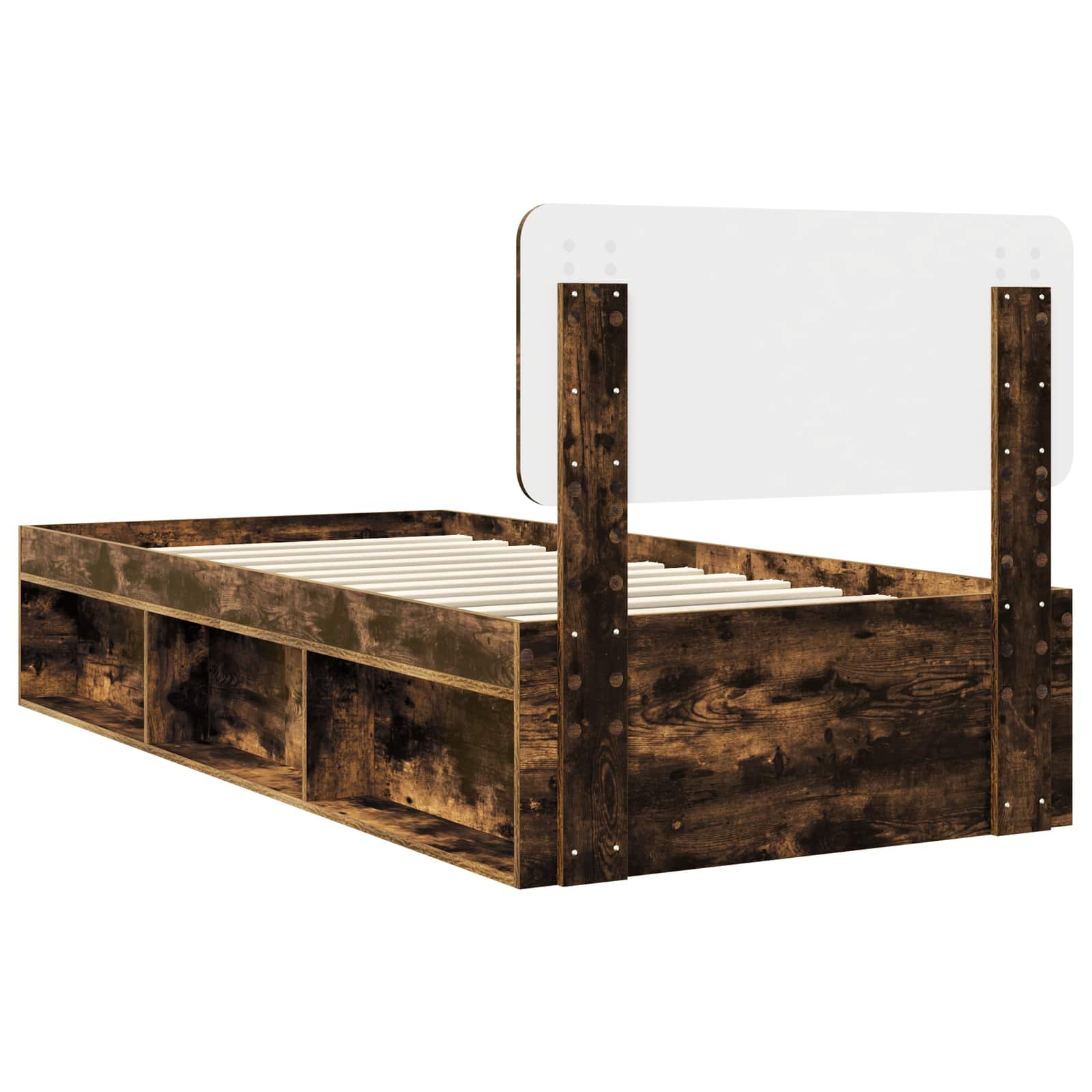 Cadre de lit avec tête de lit Chêne fumé 90 x 200 cm Pin massif