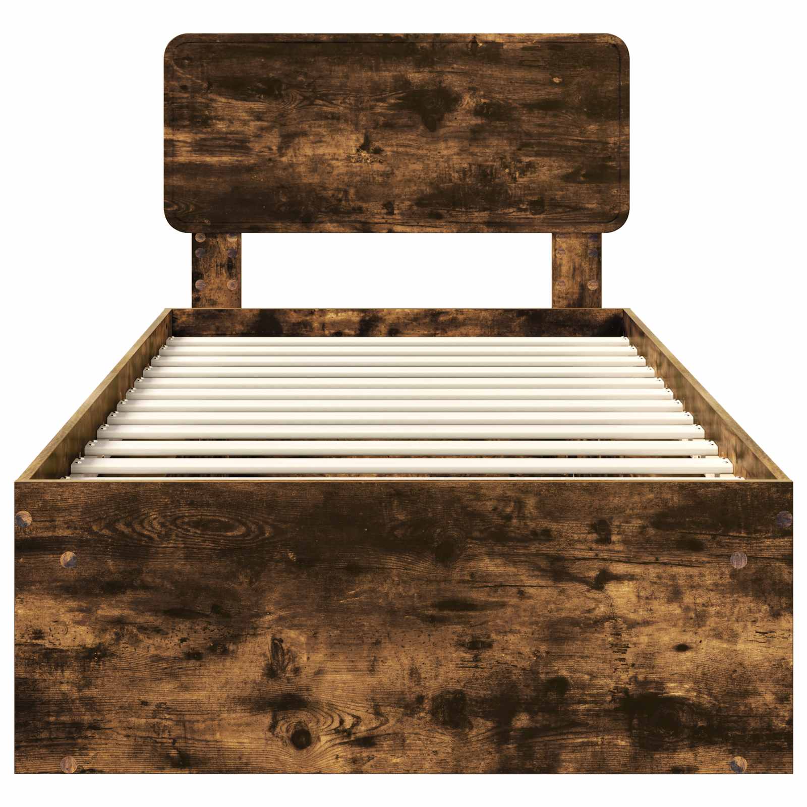 Cadre de lit avec tête de lit Chêne fumé 90 x 200 cm Pin massif - XIOS