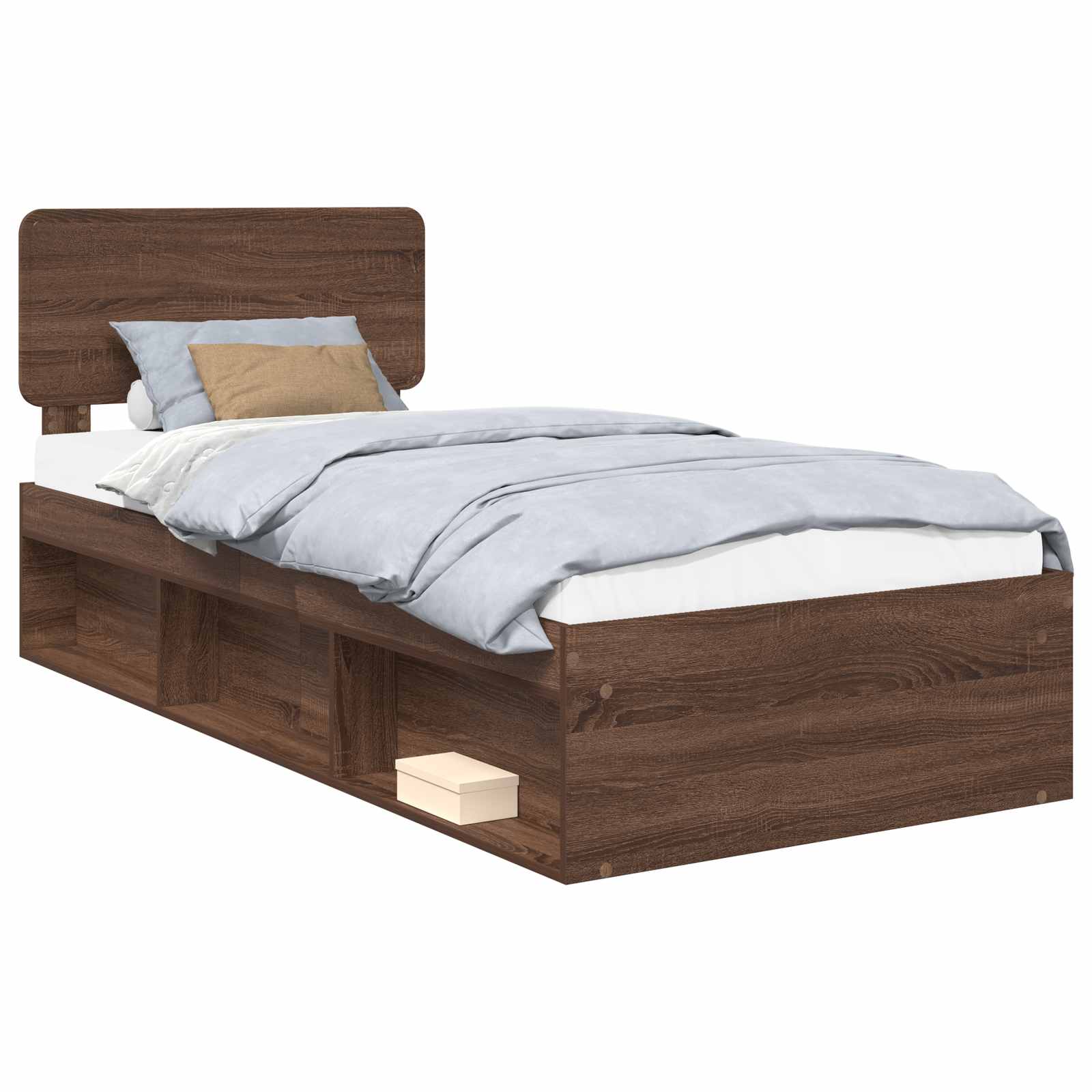 Cadre de lit avec tête de lit Chêne brun 90 x 200 cm Pin massif - XIOS