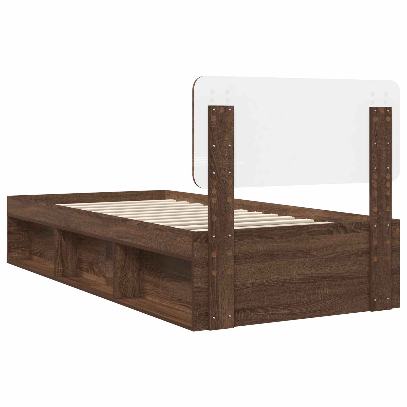 Cadre de lit avec tête de lit Chêne brun 90 x 200 cm Pin massif - XIOS