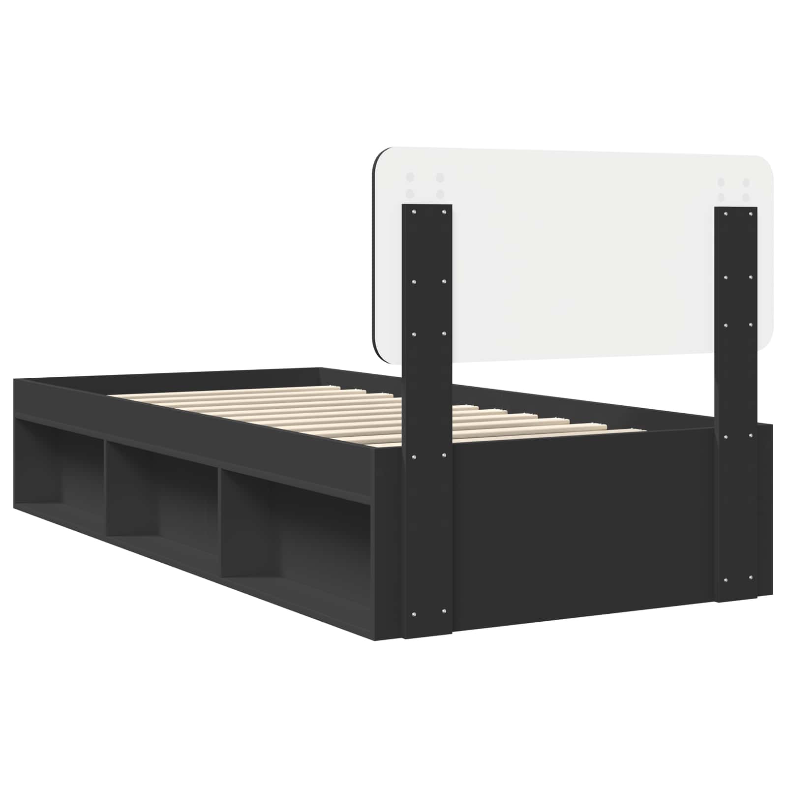 Cadre de lit avec tête de lit Noir 90 x 190 cm Pin massif - XIOS
