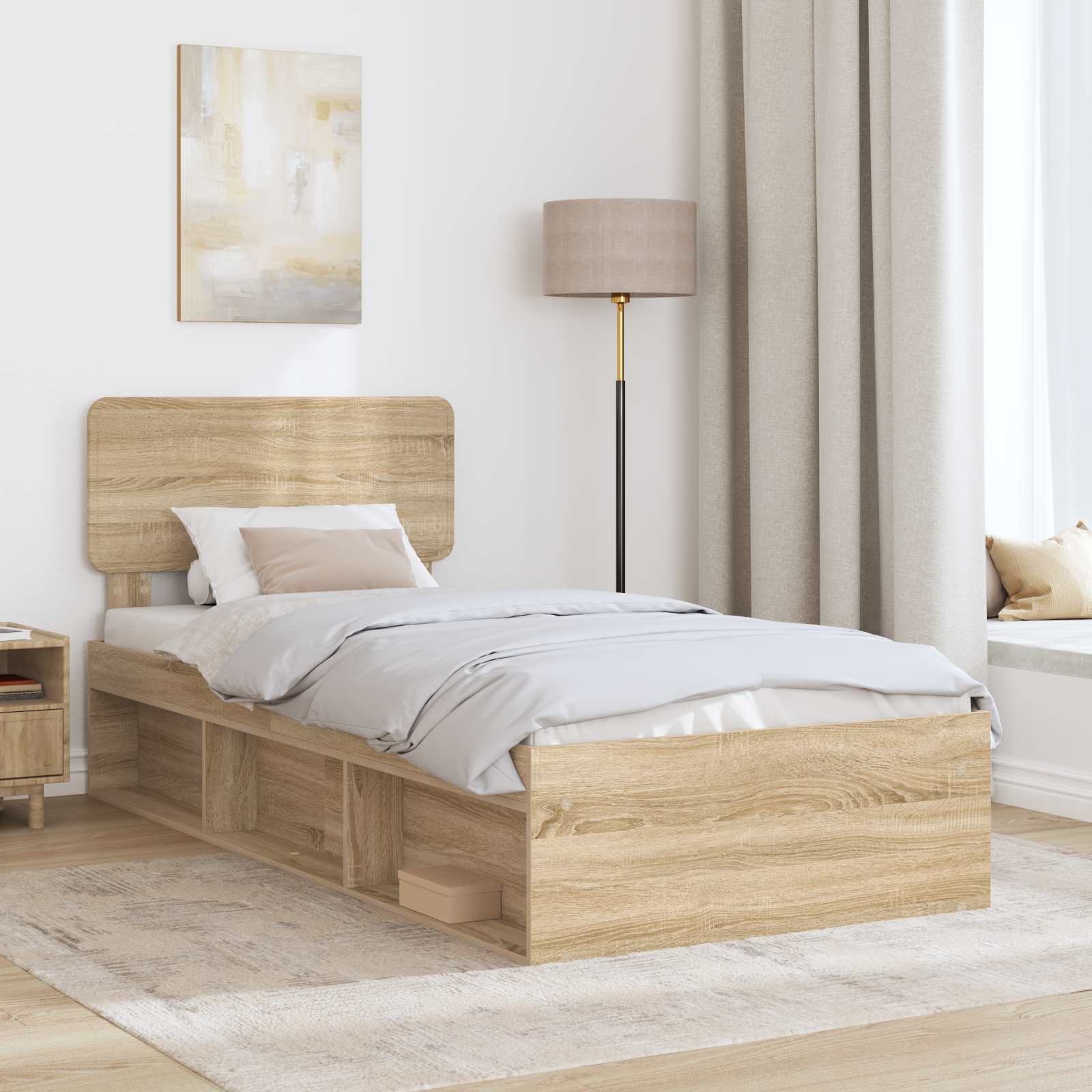 Cadre de lit avec tête de lit Sonoma 90 x 190 cm Pin massif
