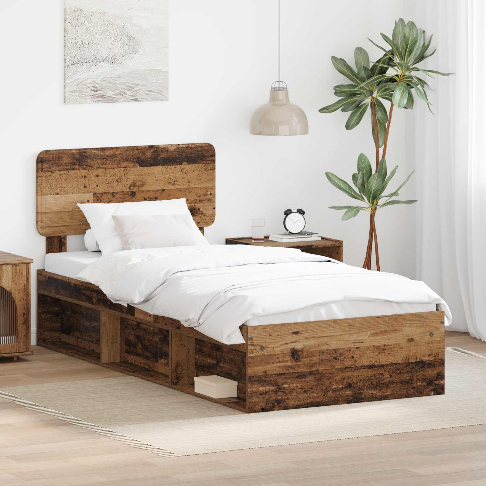 Cadre de lit Bois ancien 90 x 190 cm Pin massif