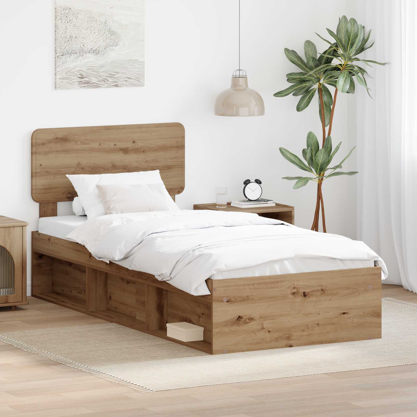 Cadre de lit Chêne artisan 90 x 190 cm Pin massif - XIOS