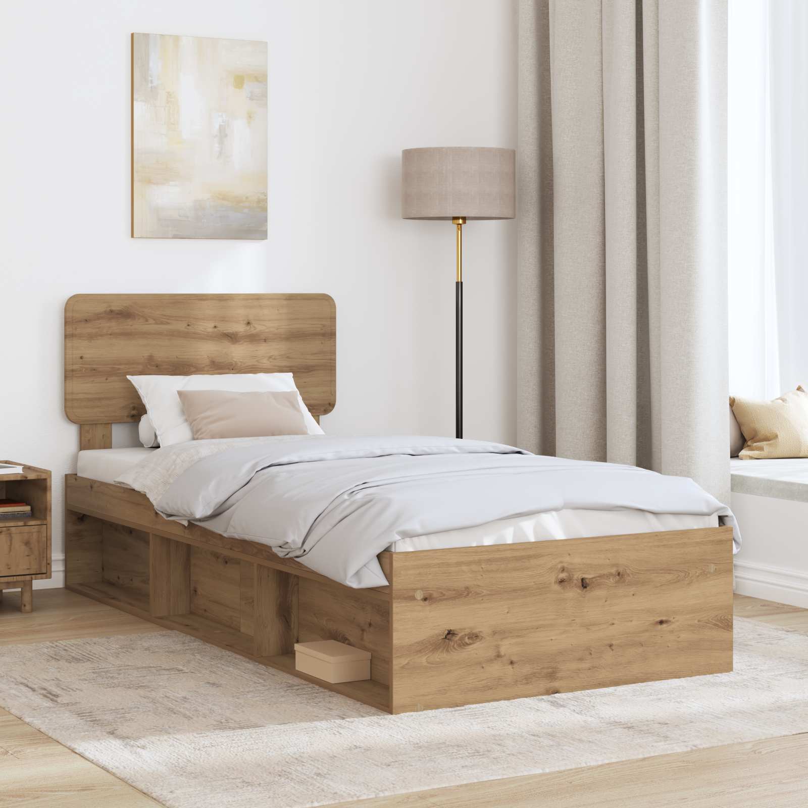 Cadre de lit Chêne artisan 90 x 190 cm Pin massif - XIOS