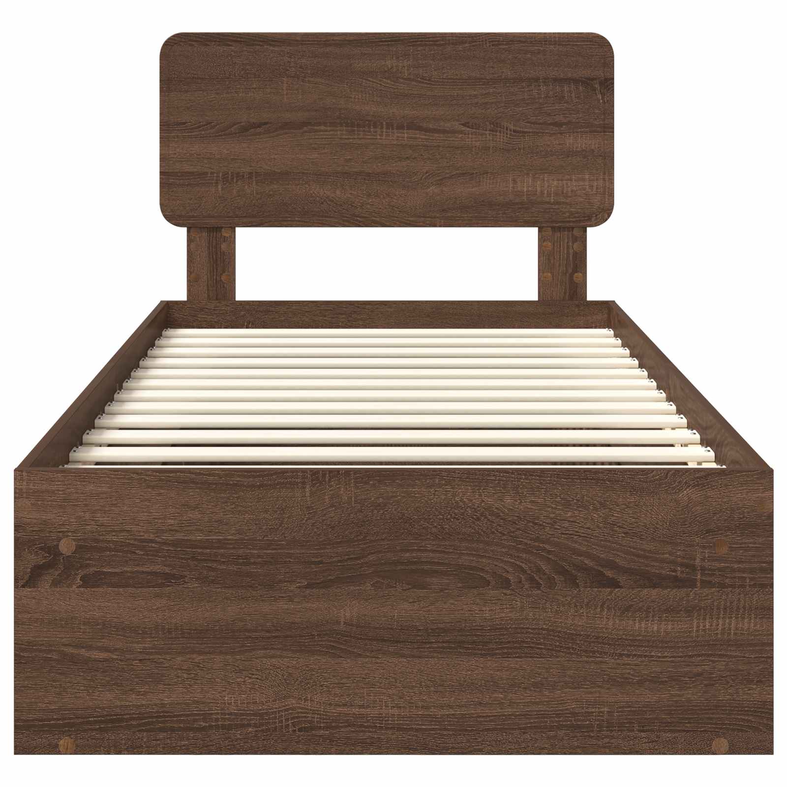 Cadre de lit avec tête de lit Chêne brun 75 x 190 cm Pin massif - XIOS