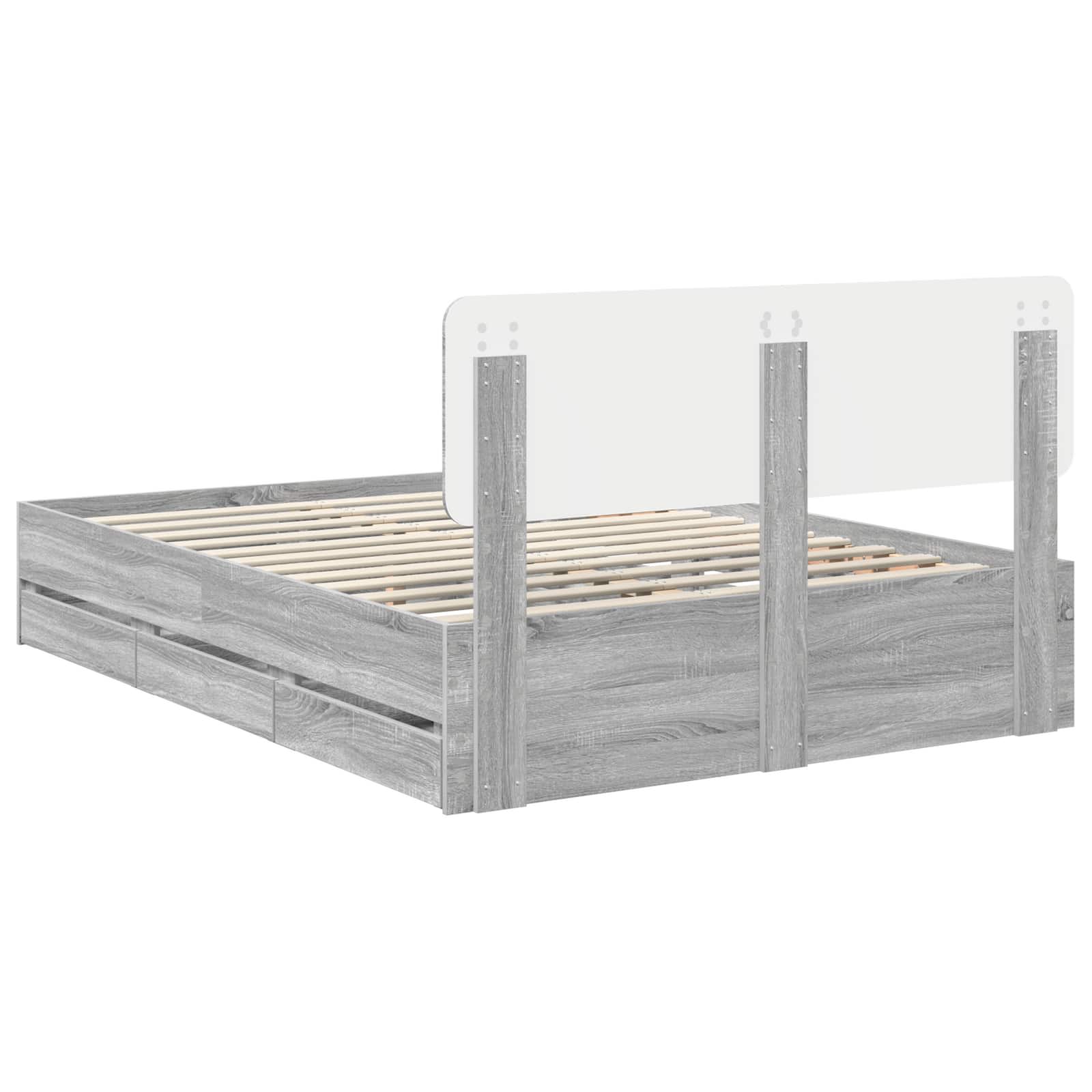 Cadre de lit Gris Sonoma 150 x 200 cm Bois Ingénierie - XIOS
