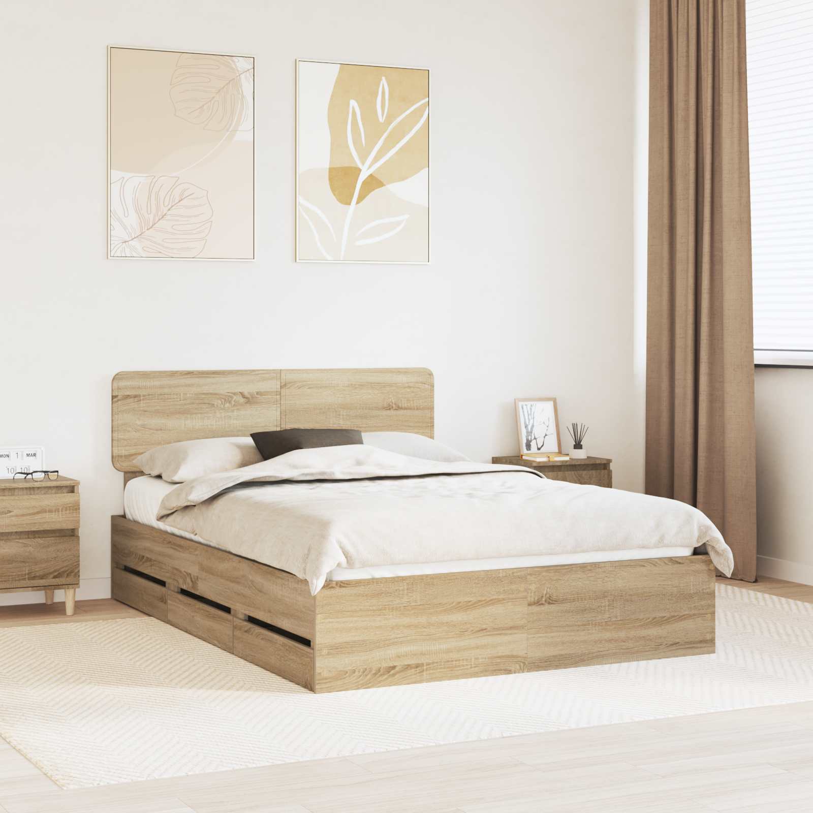 Cadre de lit Chêne Sonoma 140 x 190 cm Bois Ingénierie - XIOS