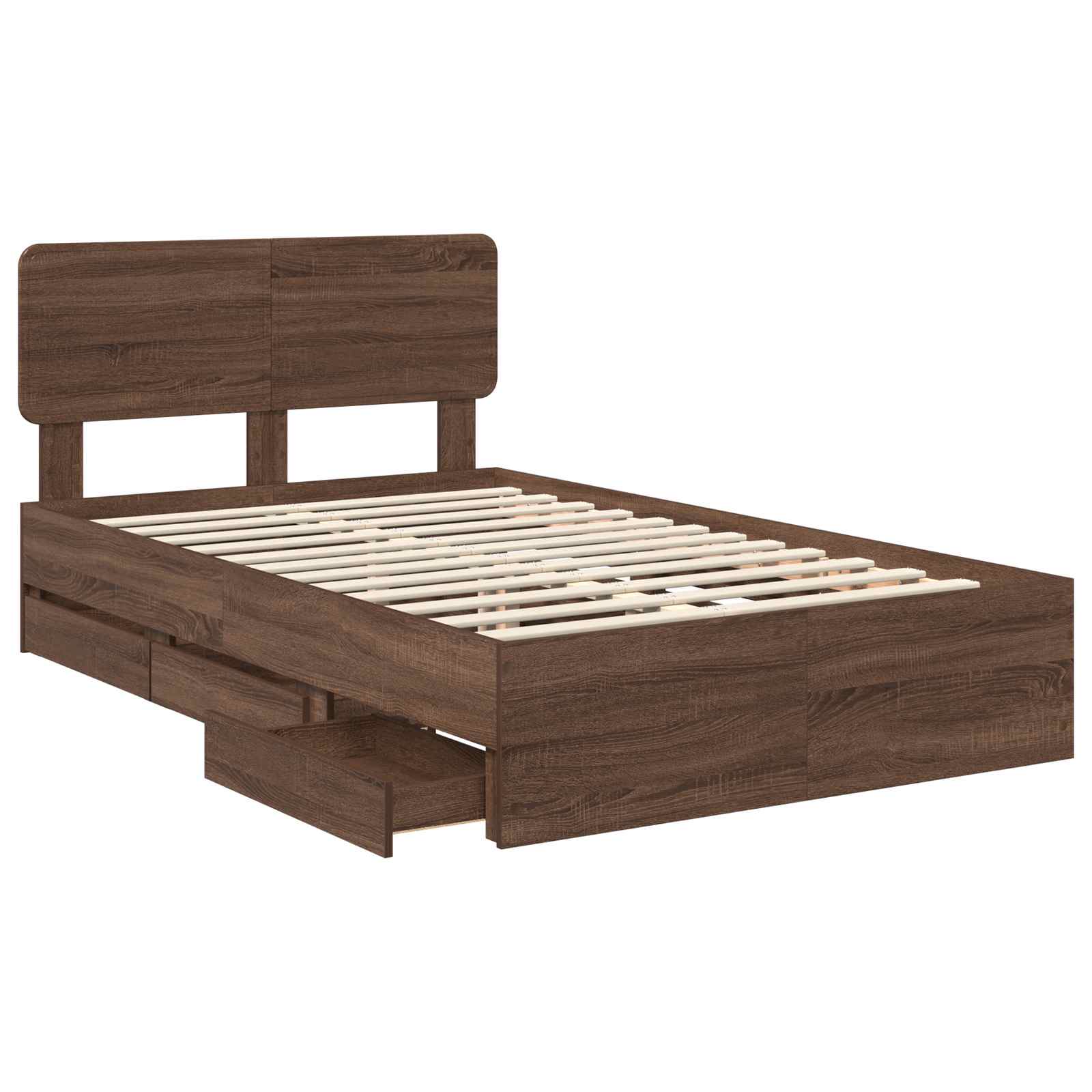 Cadre de lit Chêne brun 135 x 190 cm Bois Ingénierie - XIOS