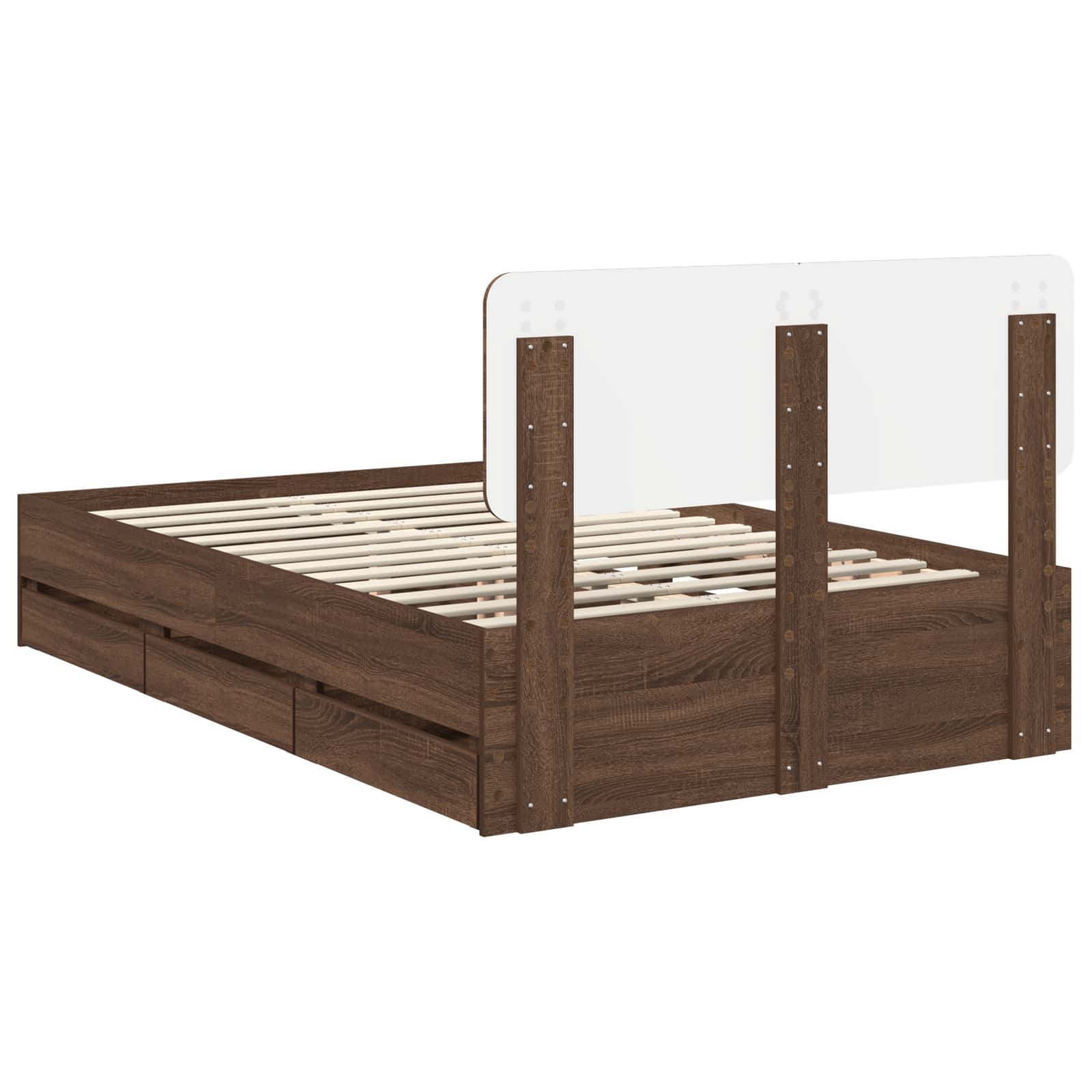Cadre de lit Chêne brun 135 x 190 cm Bois Ingénierie - XIOS