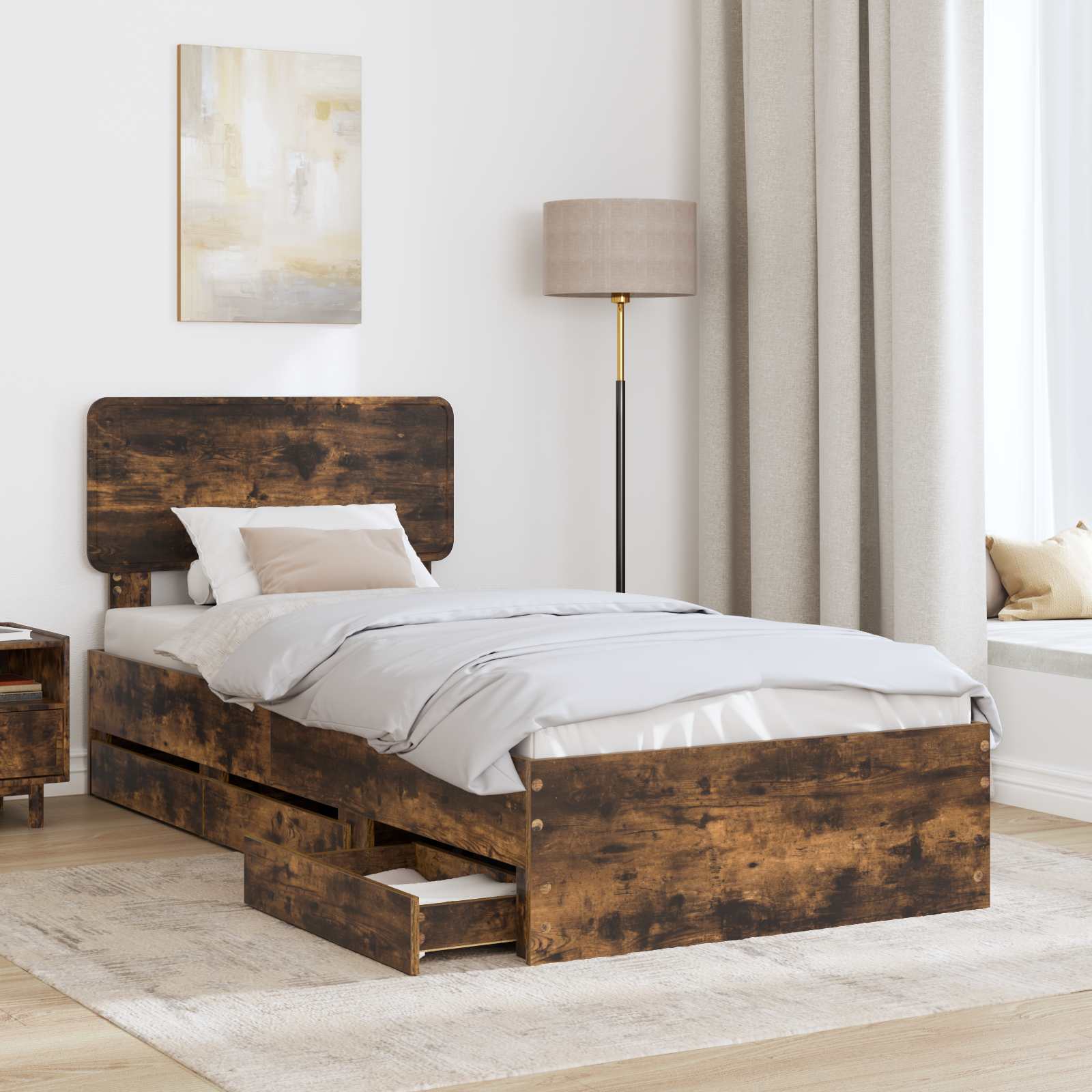 Cadre de lit Chêne fumé 100 x 200 cm Bois Ingénierie - XIOS