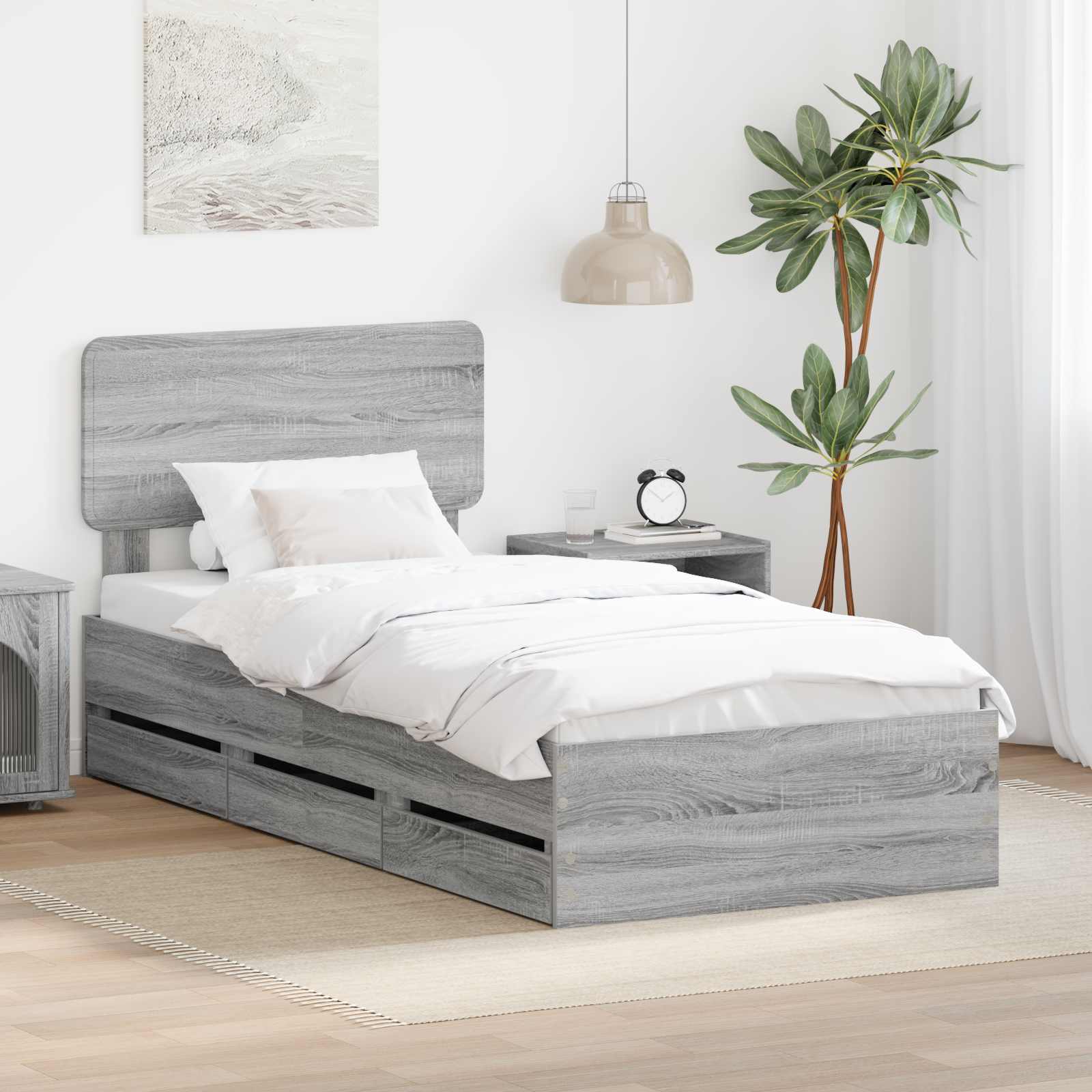 Cadre de lit Gris Sonoma 100 x 200 cm Bois Ingénierie - XIOS