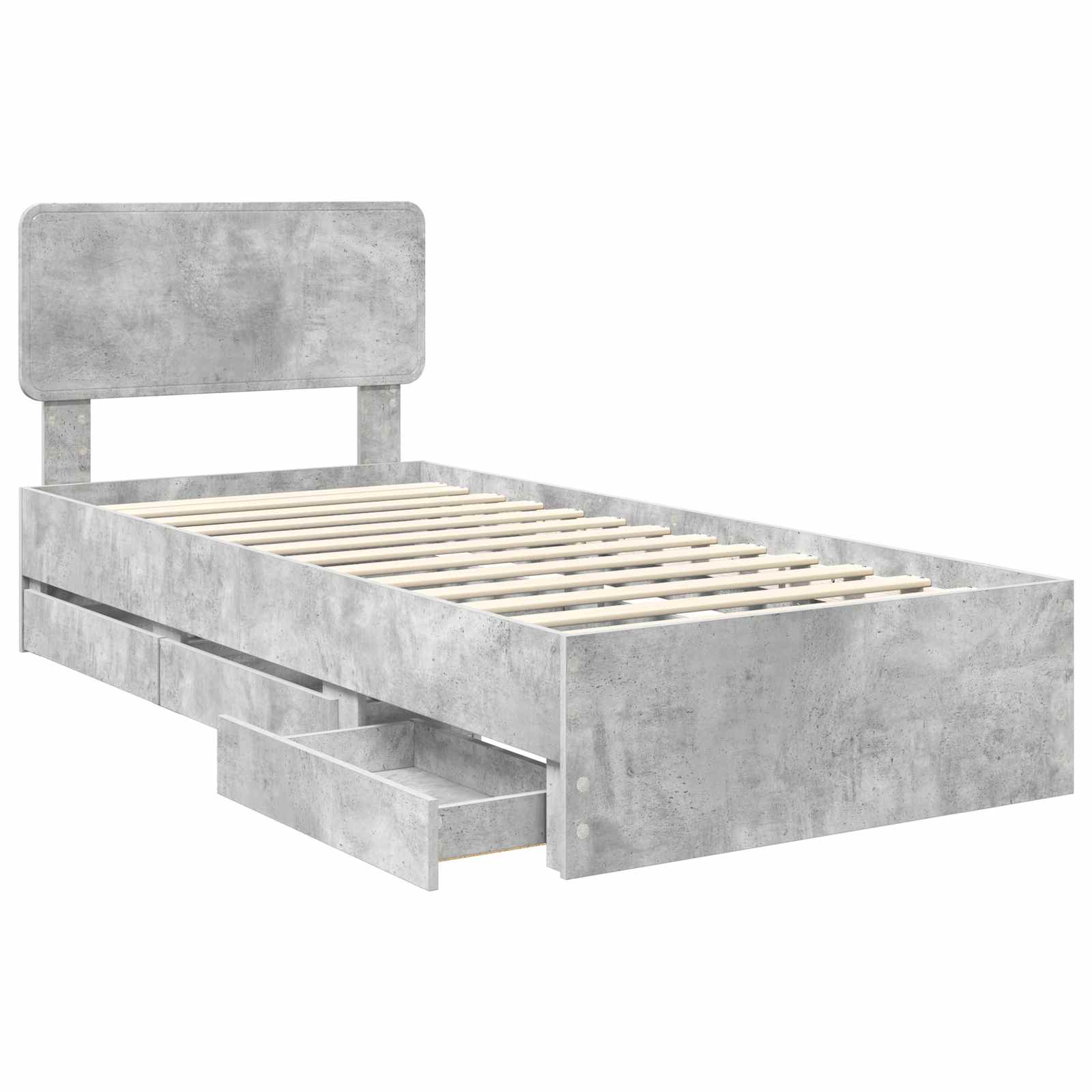 Cadre de lit avec tiroir Gris béton 90 x 190 cm Bois Ingénierie - XIOS