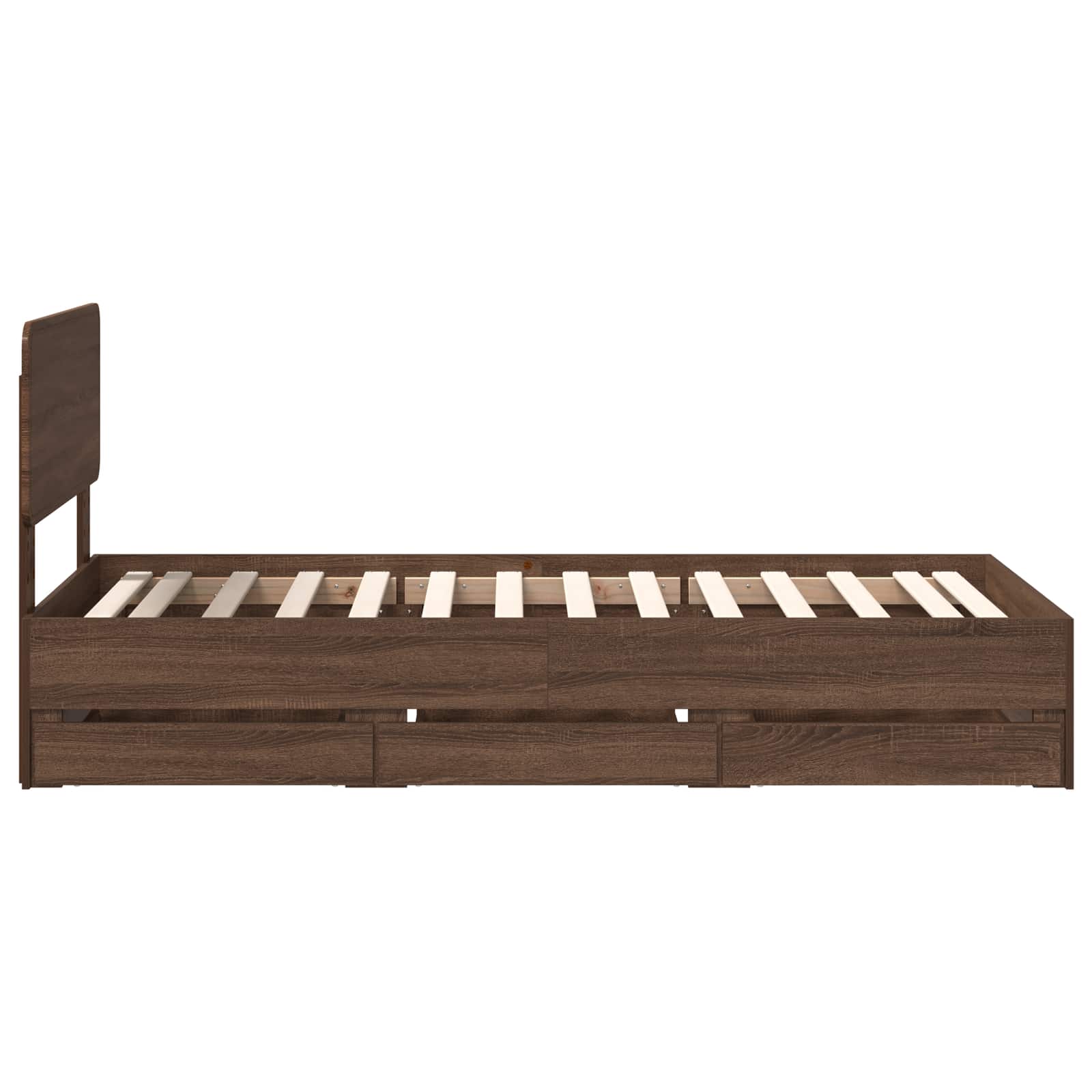 Cadre de lit avec tiroir Chêne brun 90 x 200 cm Bois Ingénierie - XIOS