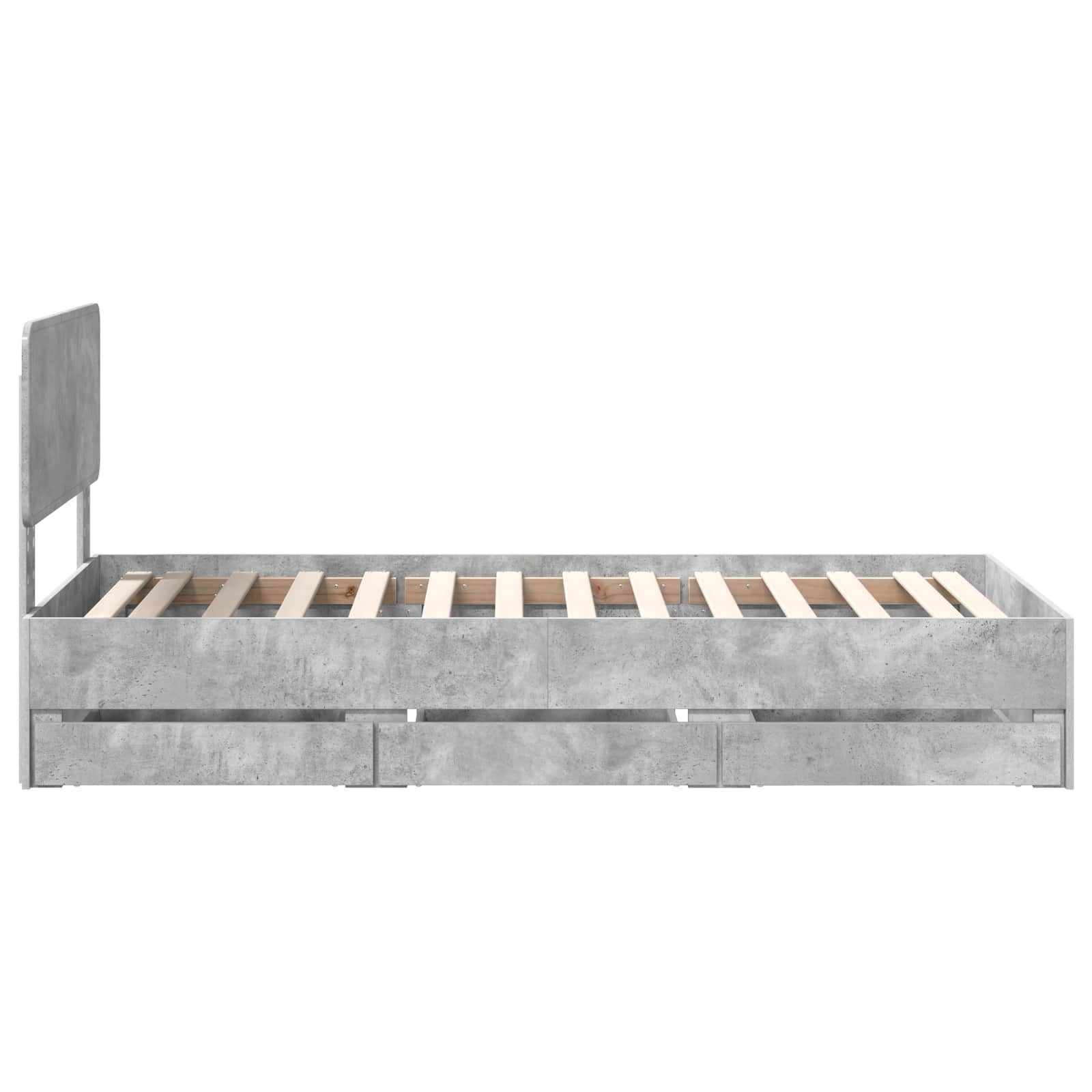 Cadre de lit avec tiroir Gris béton 75 x 190 cm Bois Ingénierie - XIOS