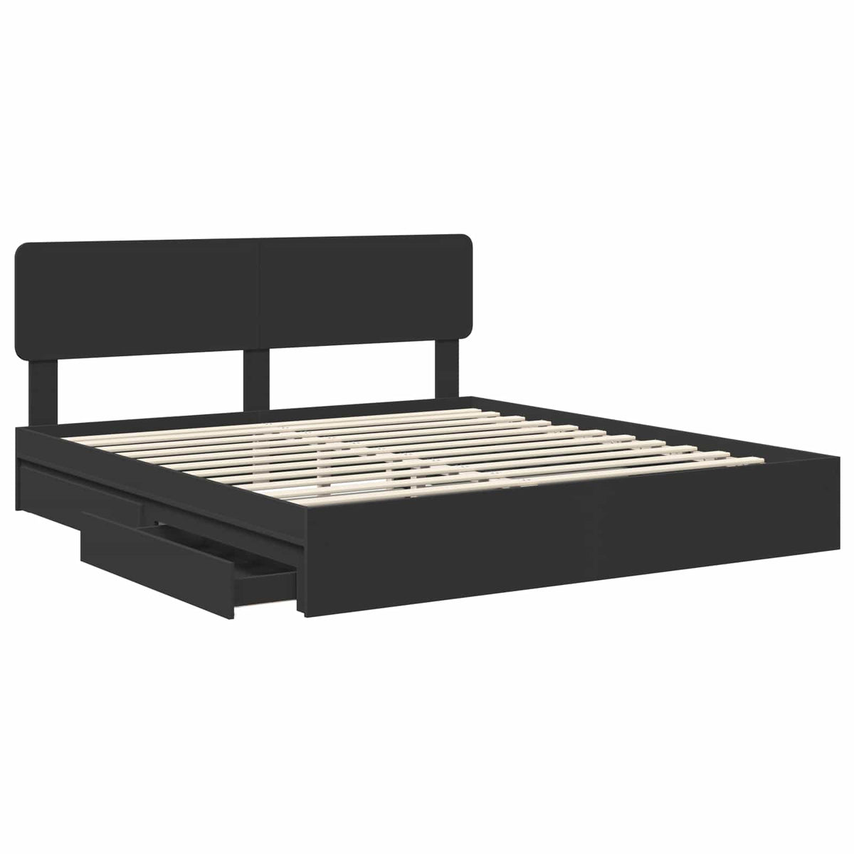 Lit de Rangement Réglable Noir 200 x 200 cm Bois d'ingénierie