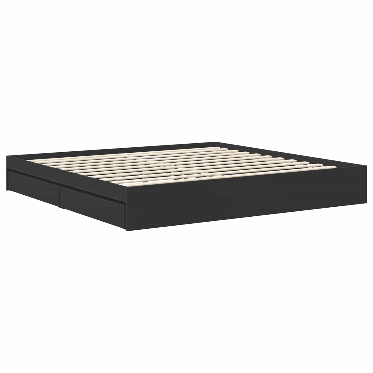 Lit de Rangement Réglable Noir 200 x 200 cm Bois d'ingénierie