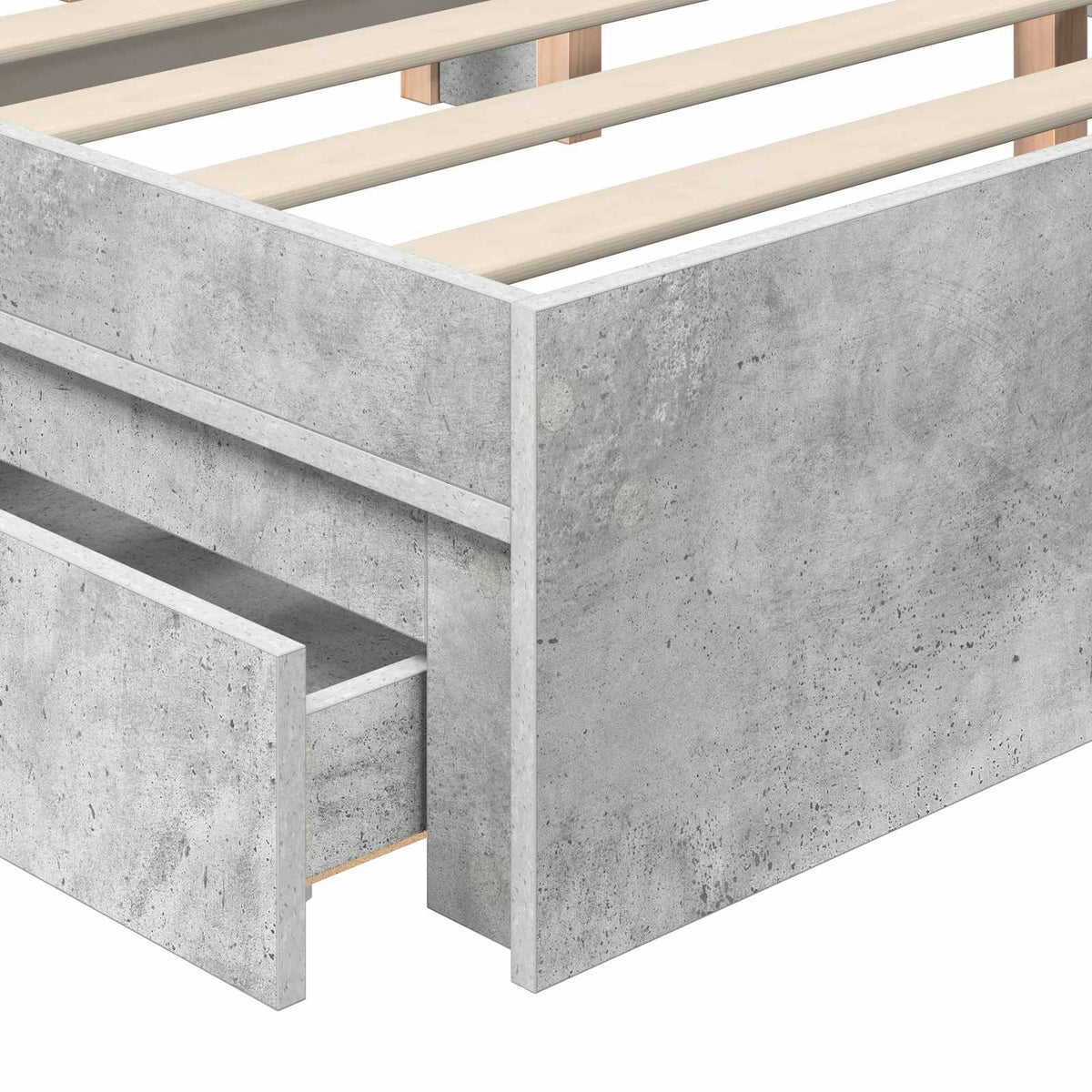 Lit de Rangement Gris béton 200 x 200 cm Bois d'ingénierie