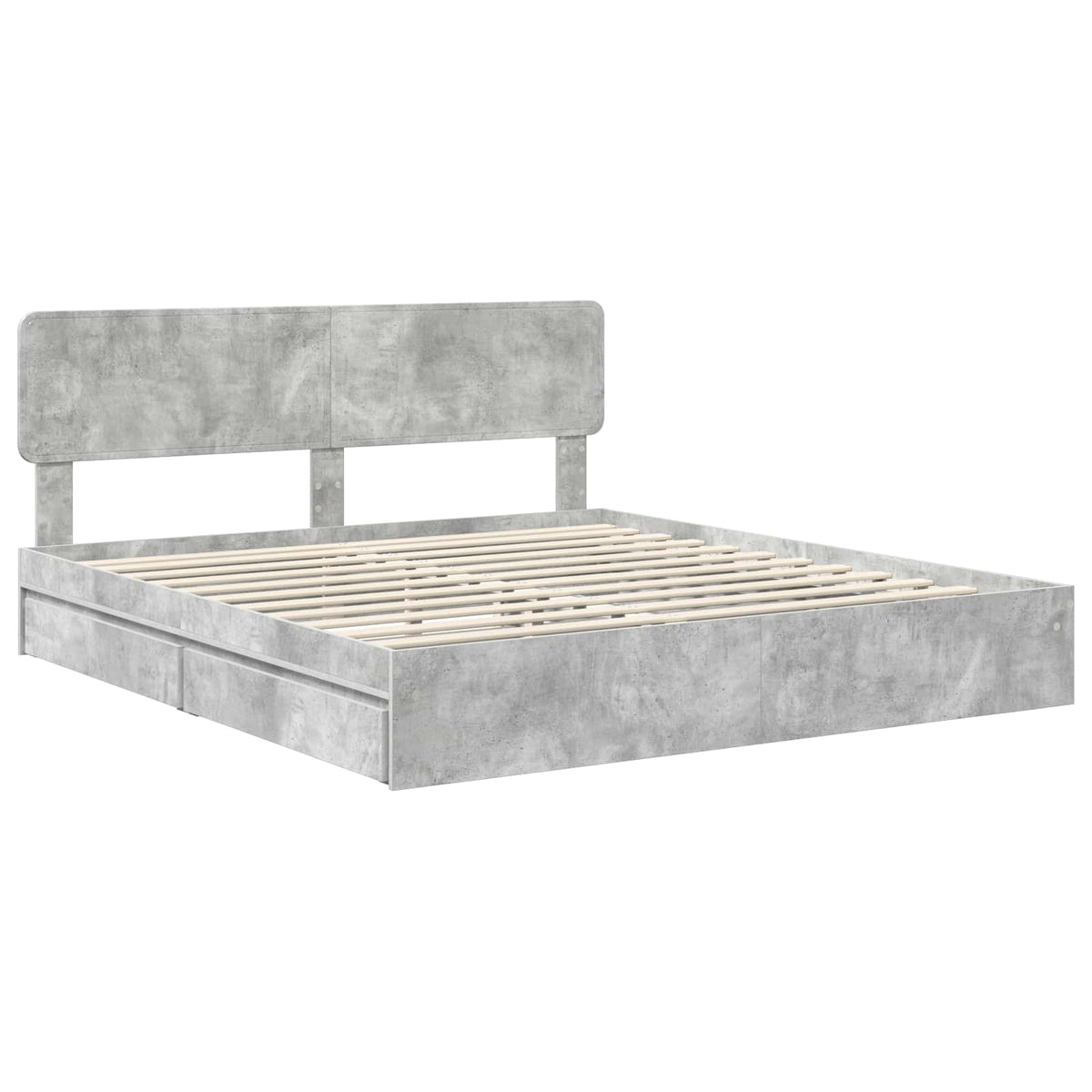 Lit de Rangement Gris béton 200 x 200 cm Bois d'ingénierie