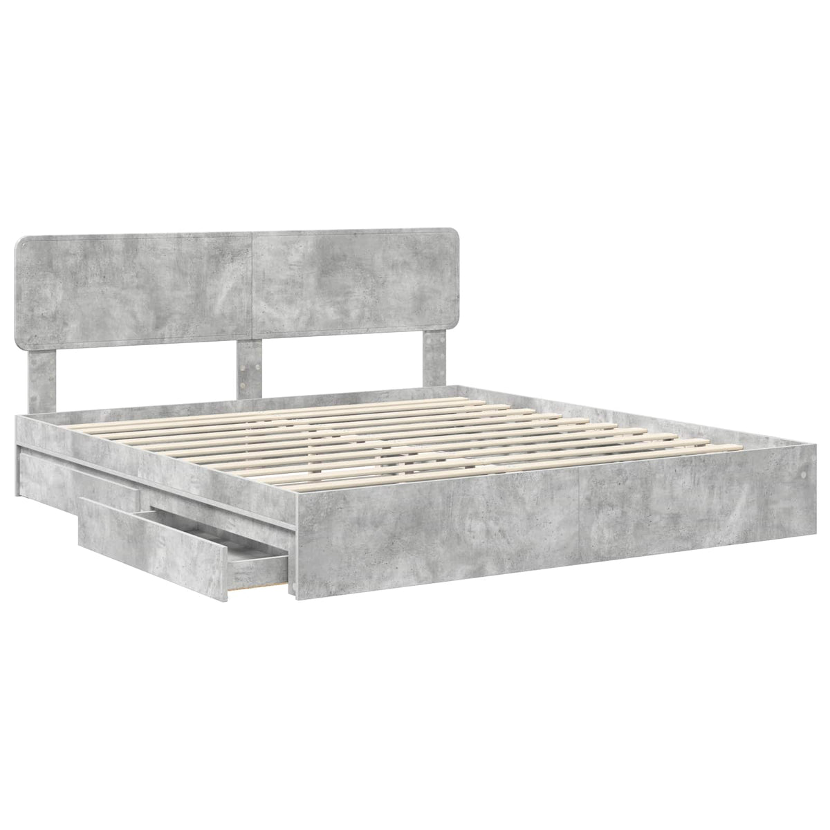 Lit de Rangement Gris béton 200 x 200 cm Bois d'ingénierie