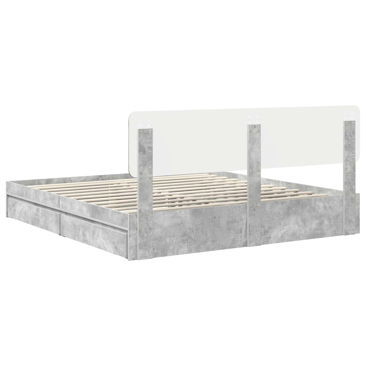 Lit de Rangement Gris béton 200 x 200 cm Bois d'ingénierie